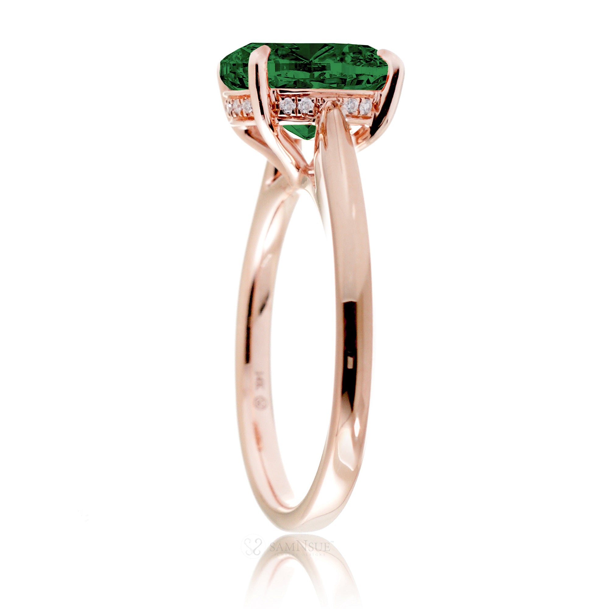 The Emily Cushion Emerald Ring (Lab-Grown)