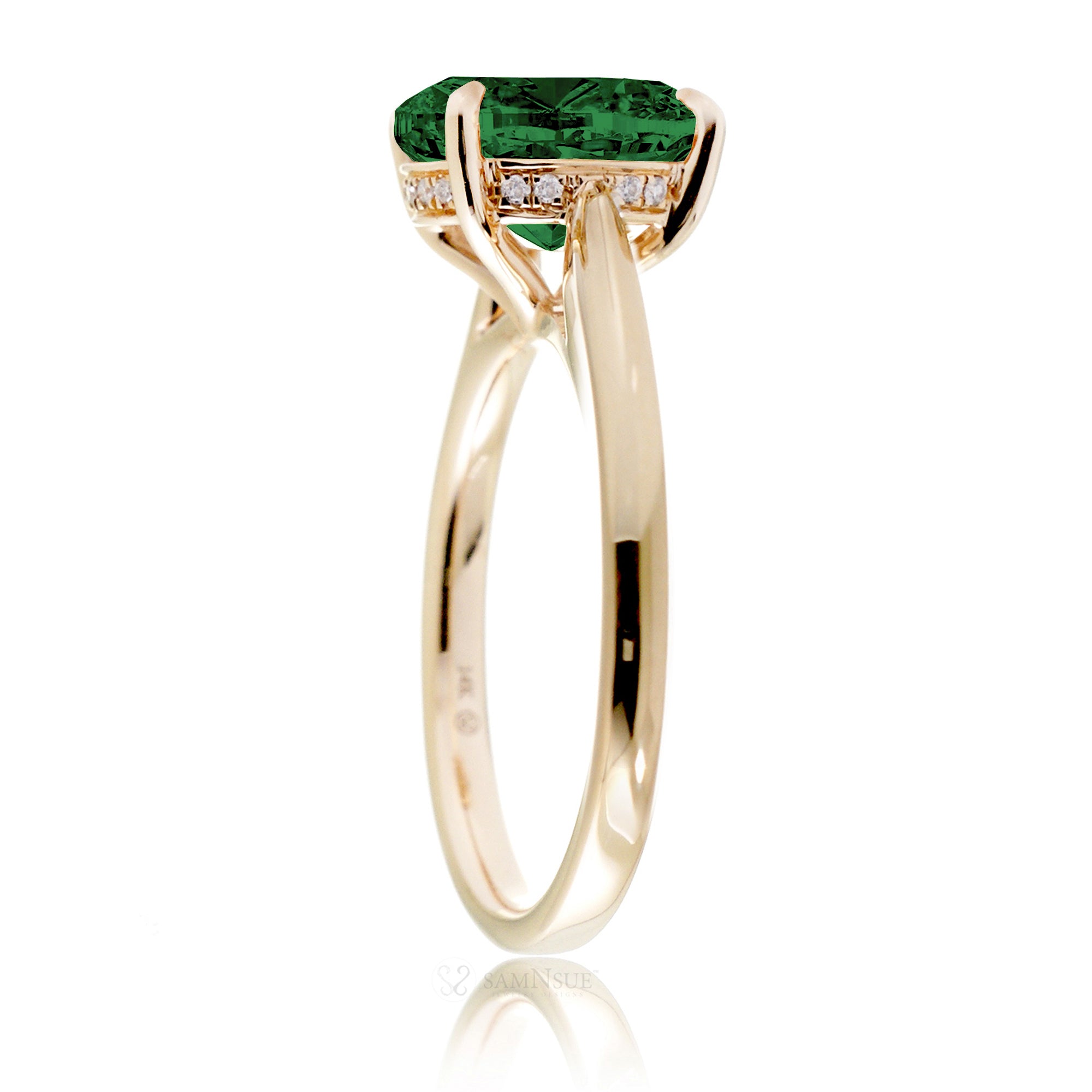 The Emily Cushion Emerald Ring (Lab-Grown)
