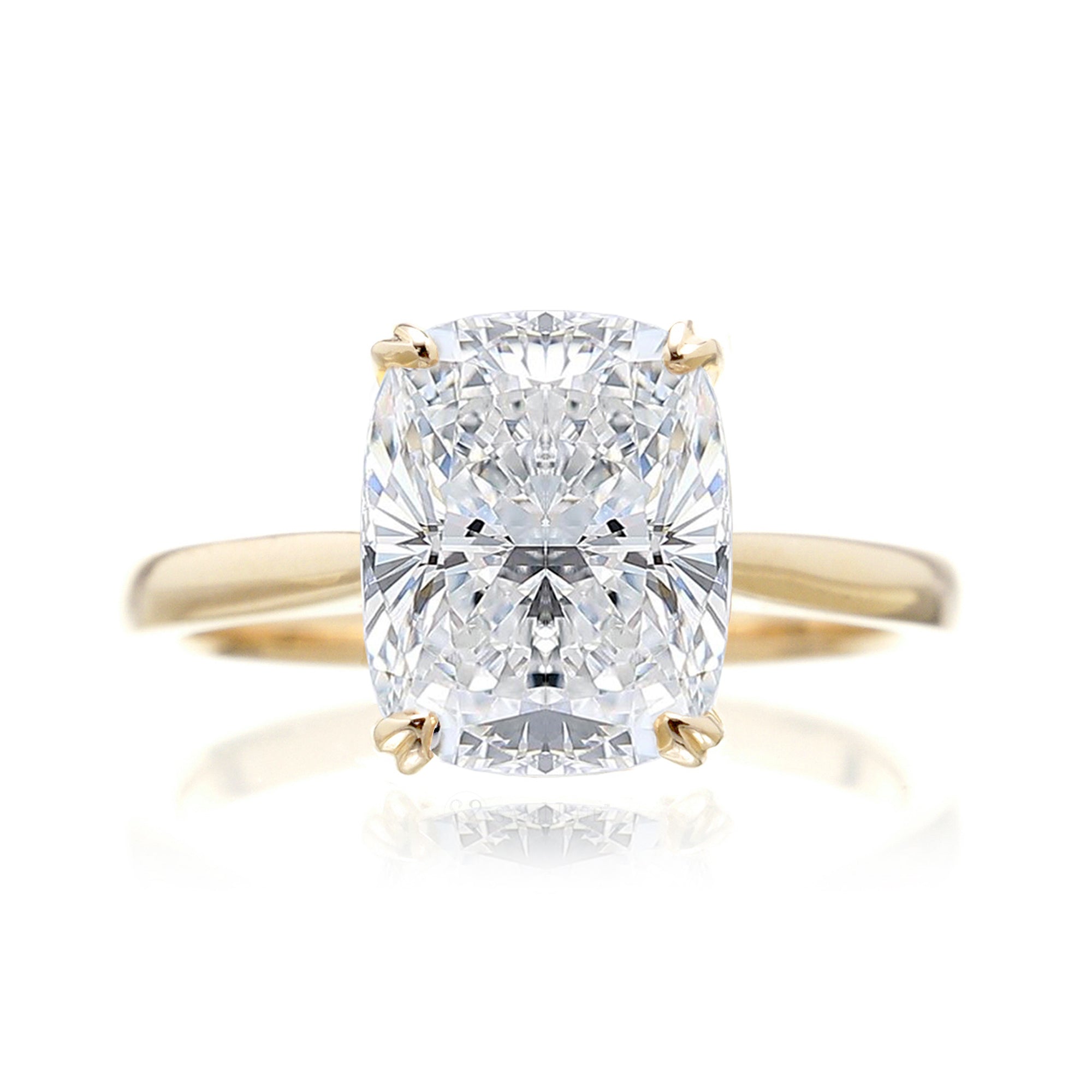 Princess-Cut Halo Engagement Ring \u0026 Matching Wedding Band in 18K Gold with Diamonds Platinum, image size:2000x2000