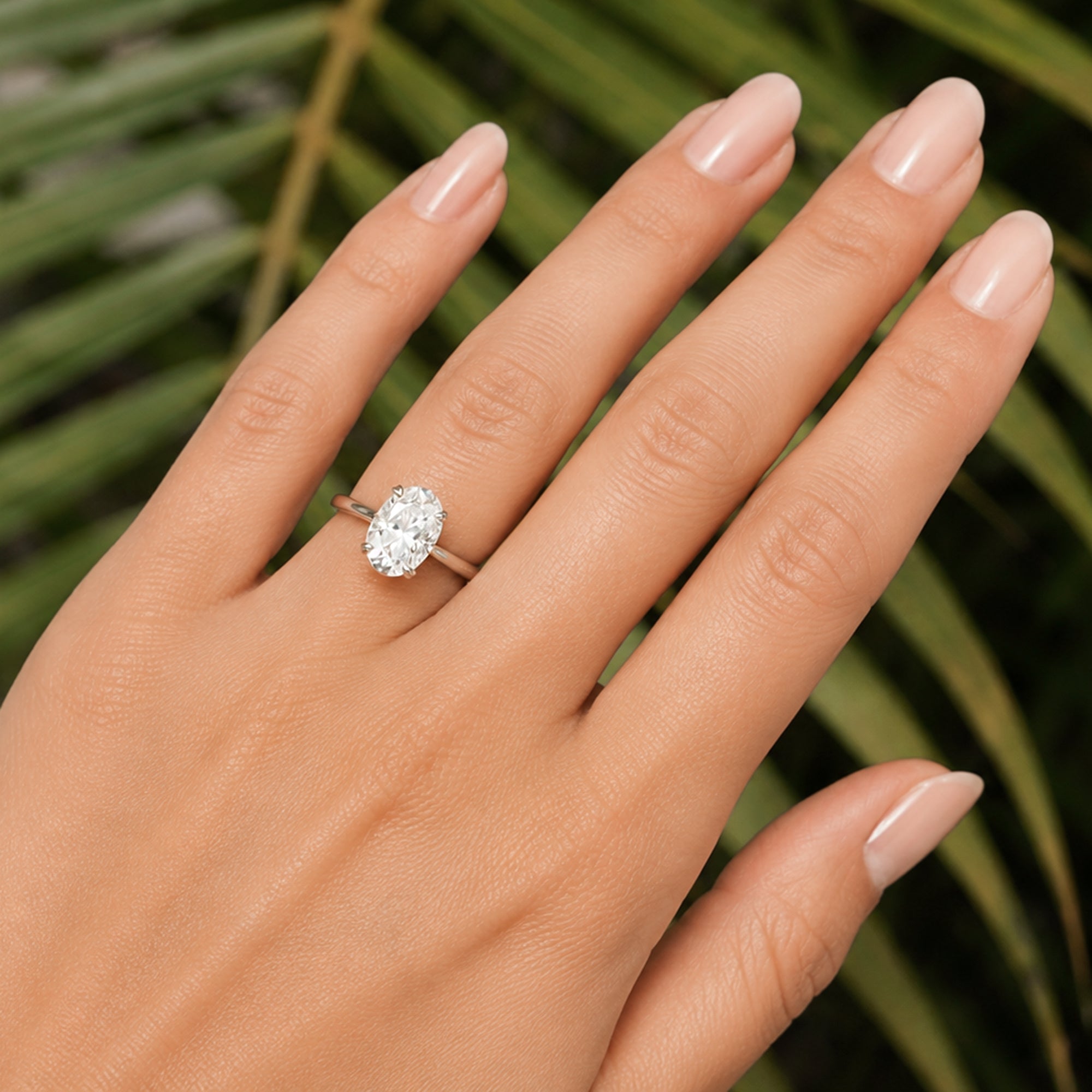Oval Moissanite Ring 11x7.5mm 18k white Gold - The Emily Solitaire
