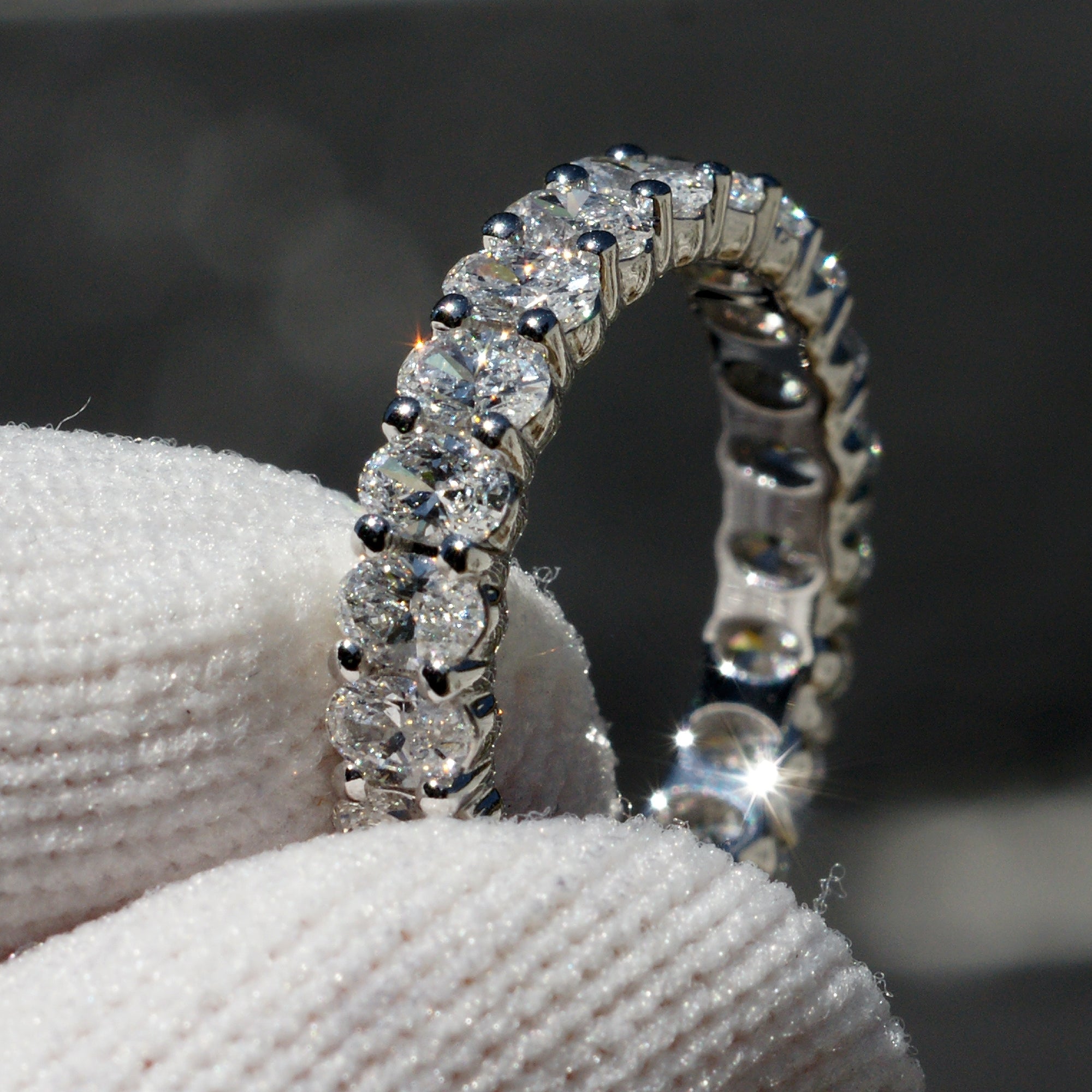 Eternity Band Oval Natural Diamonds Platinum Size 5.5 - The Amelia 2cts