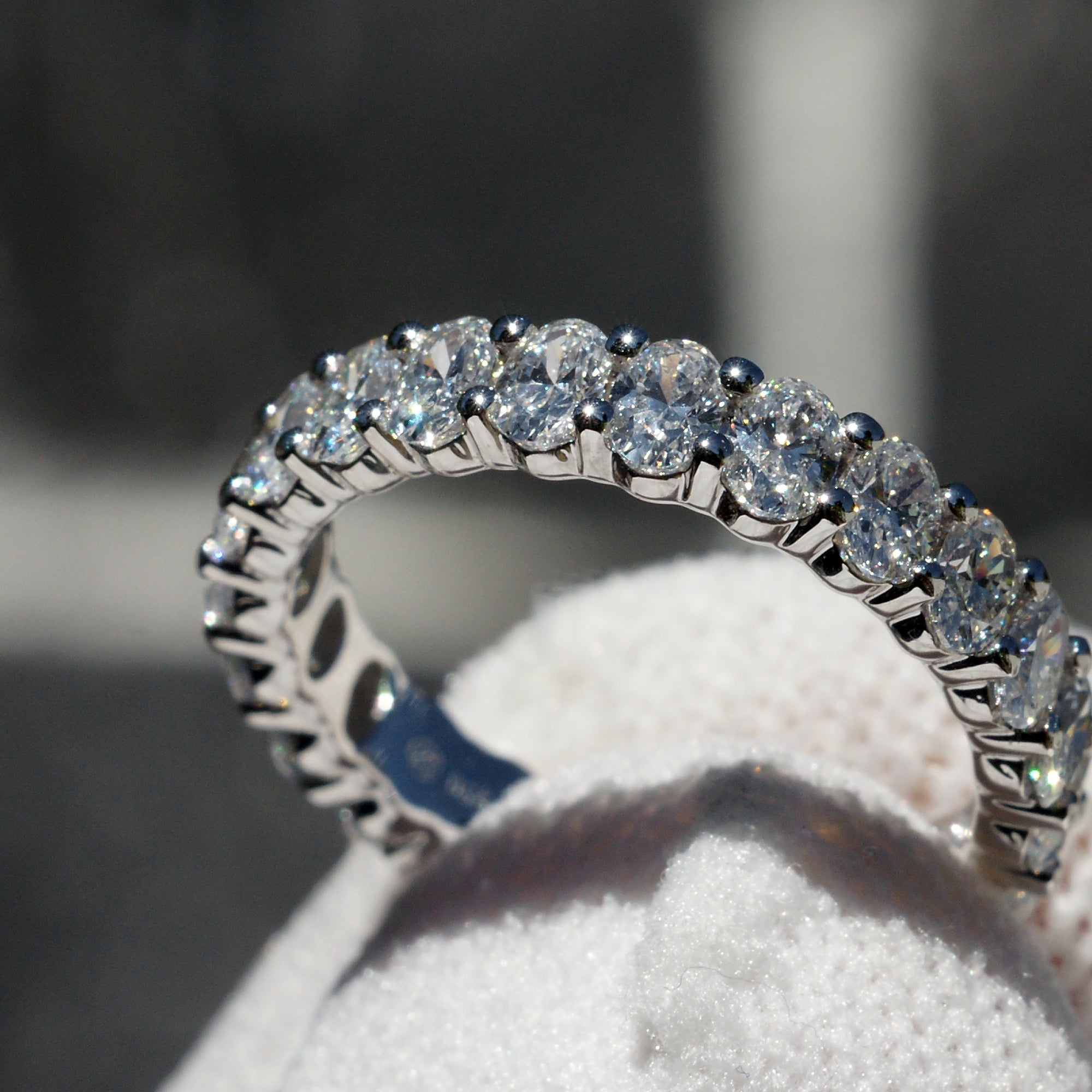 Eternity Band Oval Natural Diamonds Platinum Size 5.5 - The Amelia 2cts