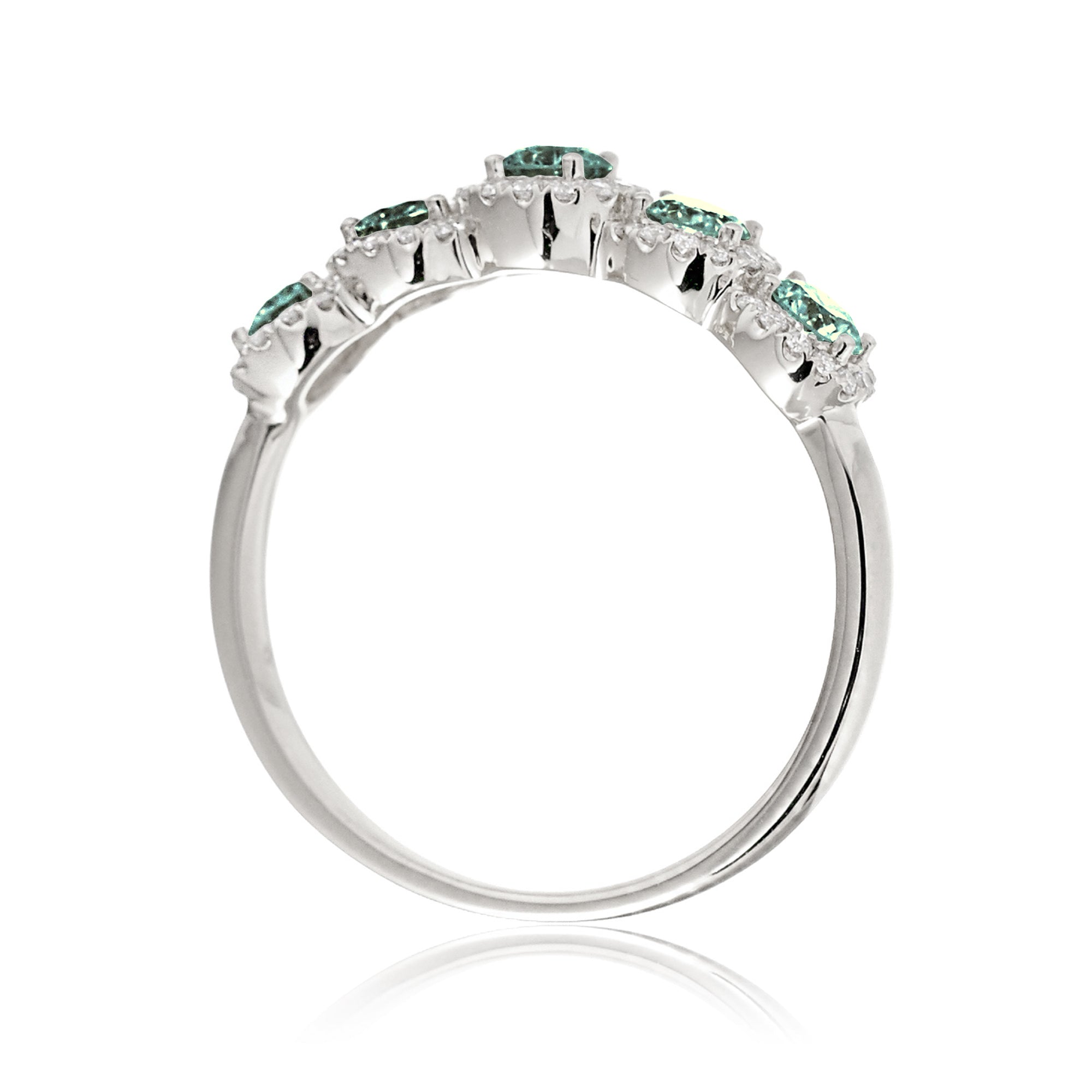 The Olivia Green Sapphire & Diamond Halo Band