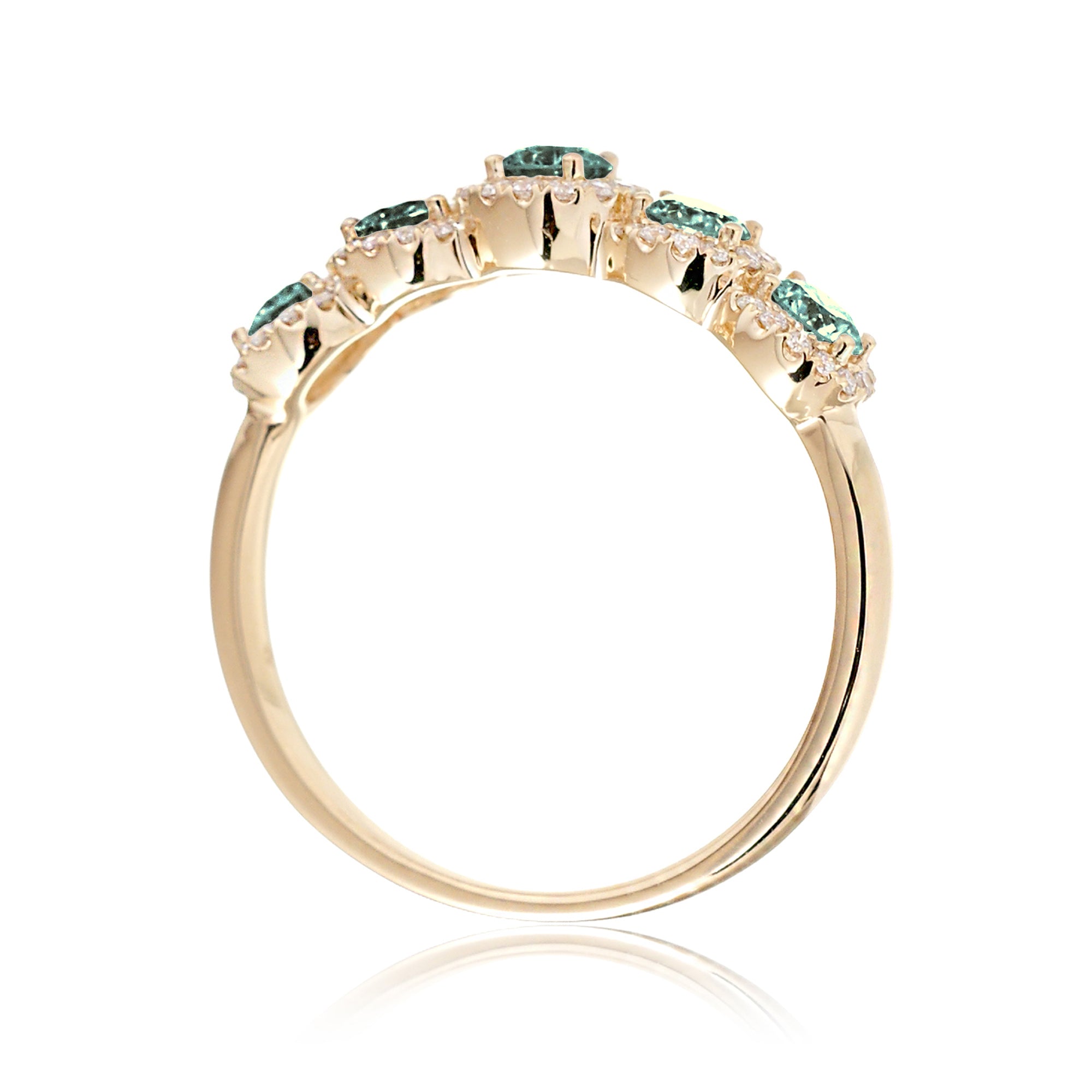 The Olivia Green Sapphire & Diamond Halo Band