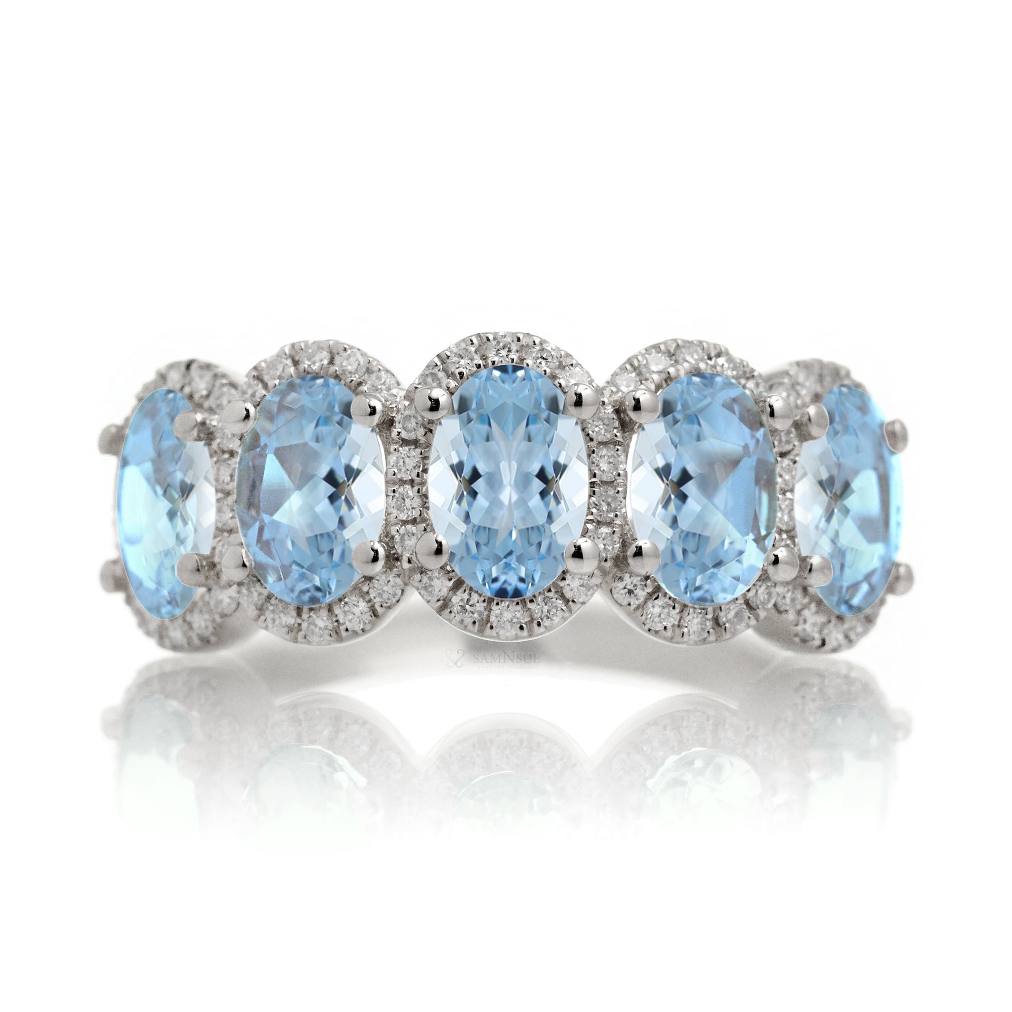 Five stone wedding anniversary white gold