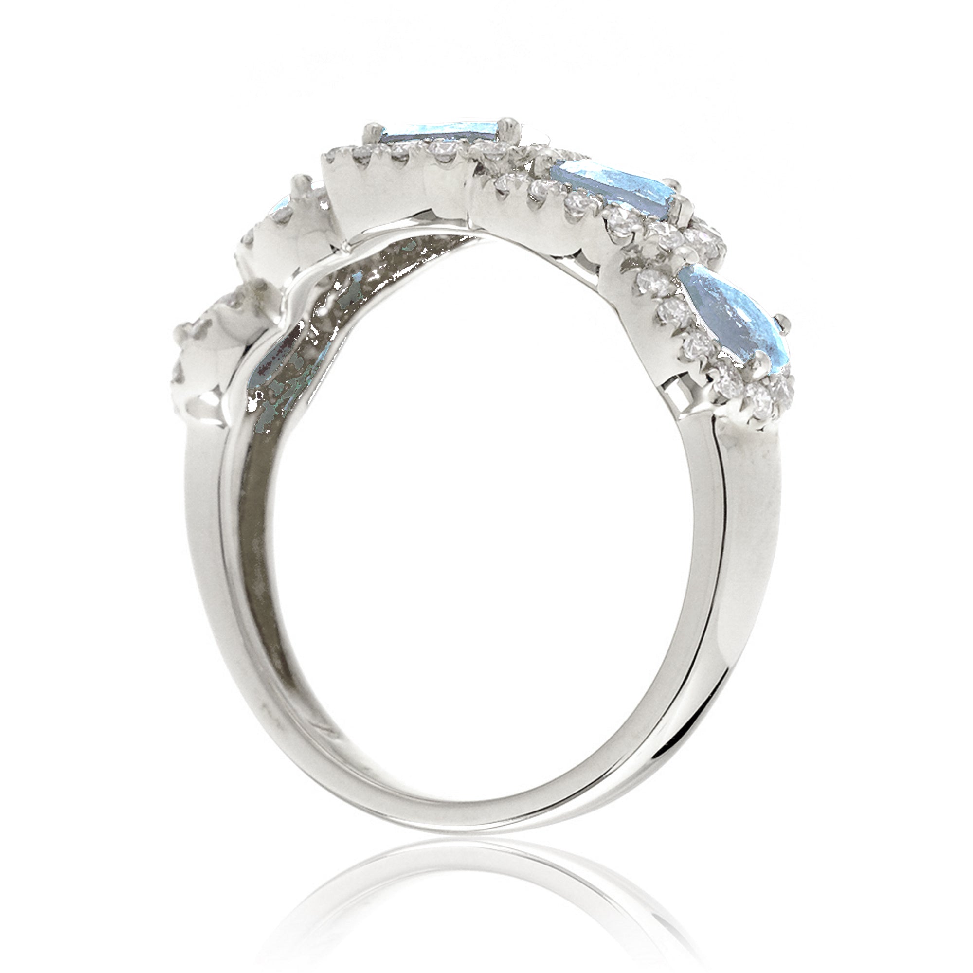 The Betty Pear Aquamarine & Diamond Halo Band
