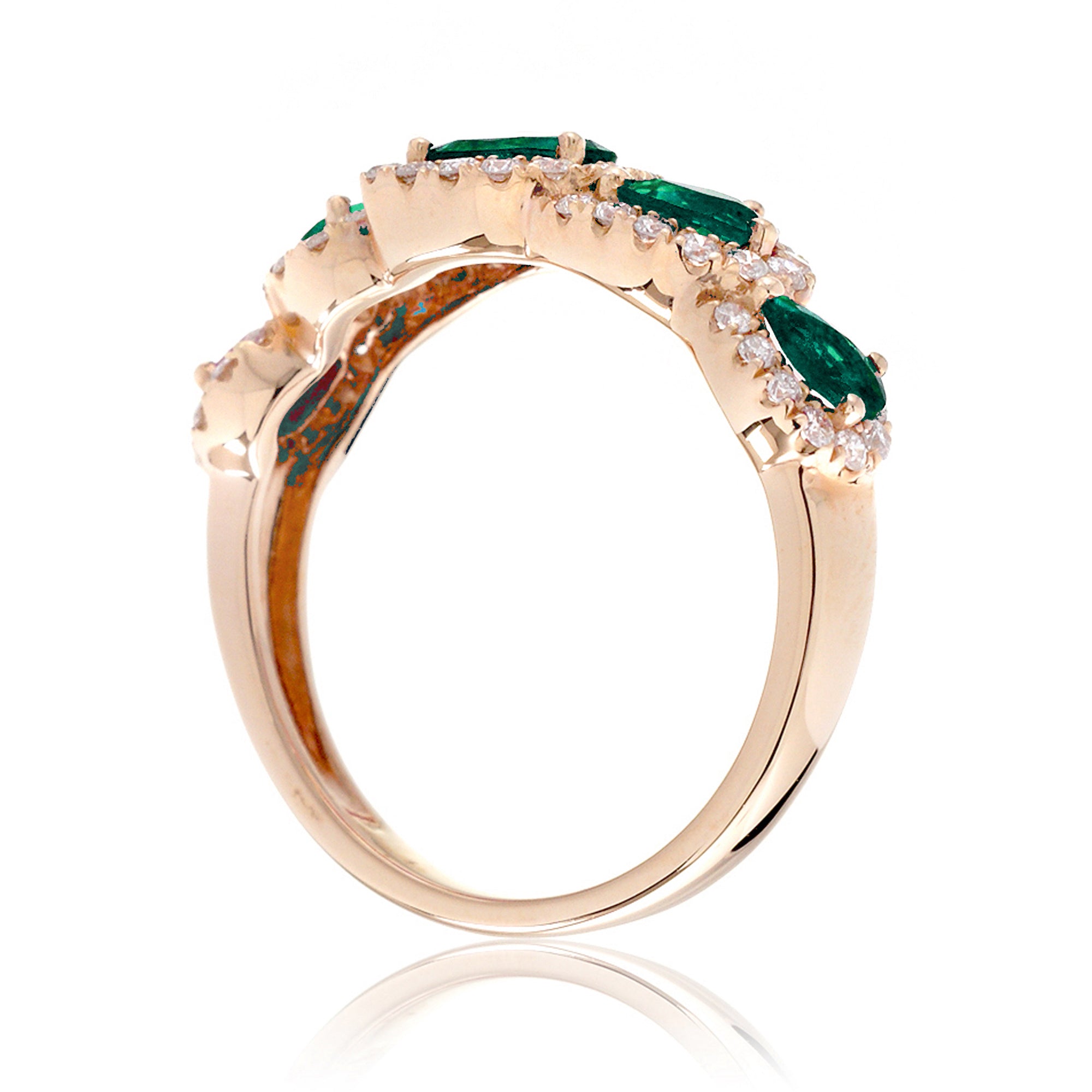 The Betty Pear Emerald & Diamond Halo Band