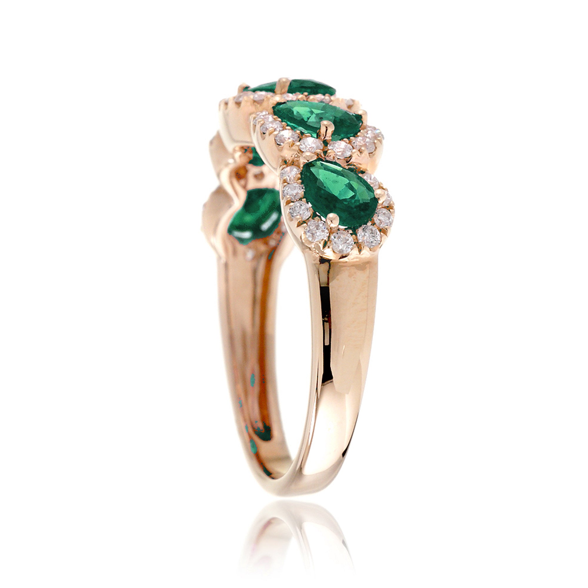 The Betty Pear Emerald & Diamond Halo Band