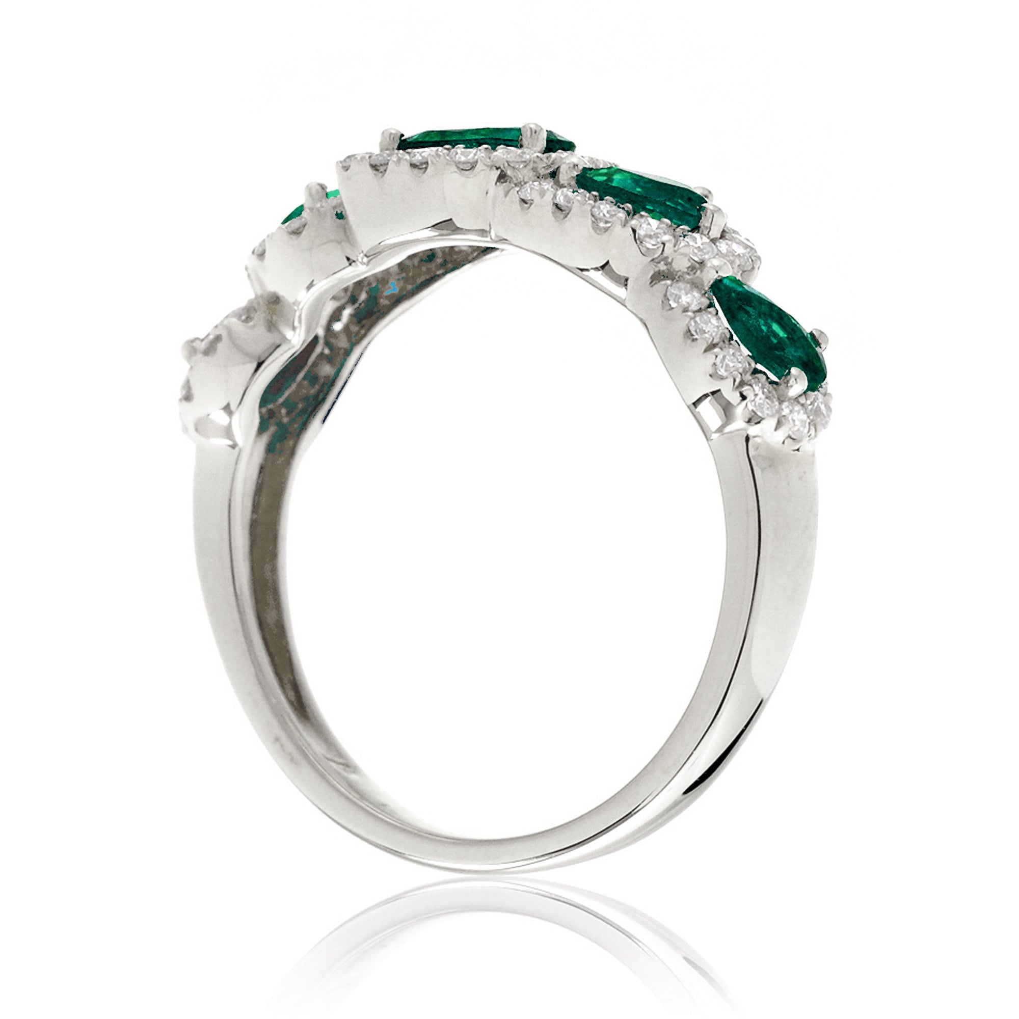 The Betty Pear Emerald & Diamond Halo Band