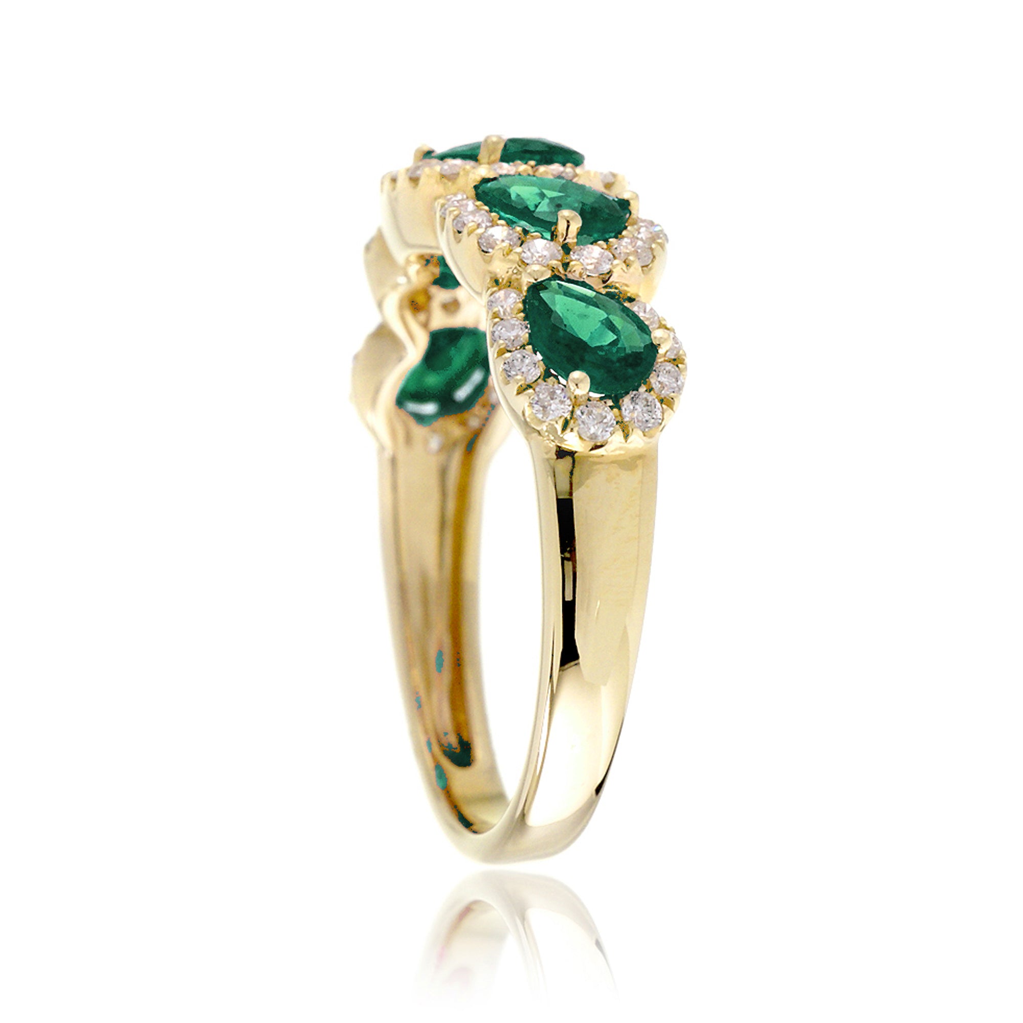 The Betty Pear Emerald & Diamond Halo Band