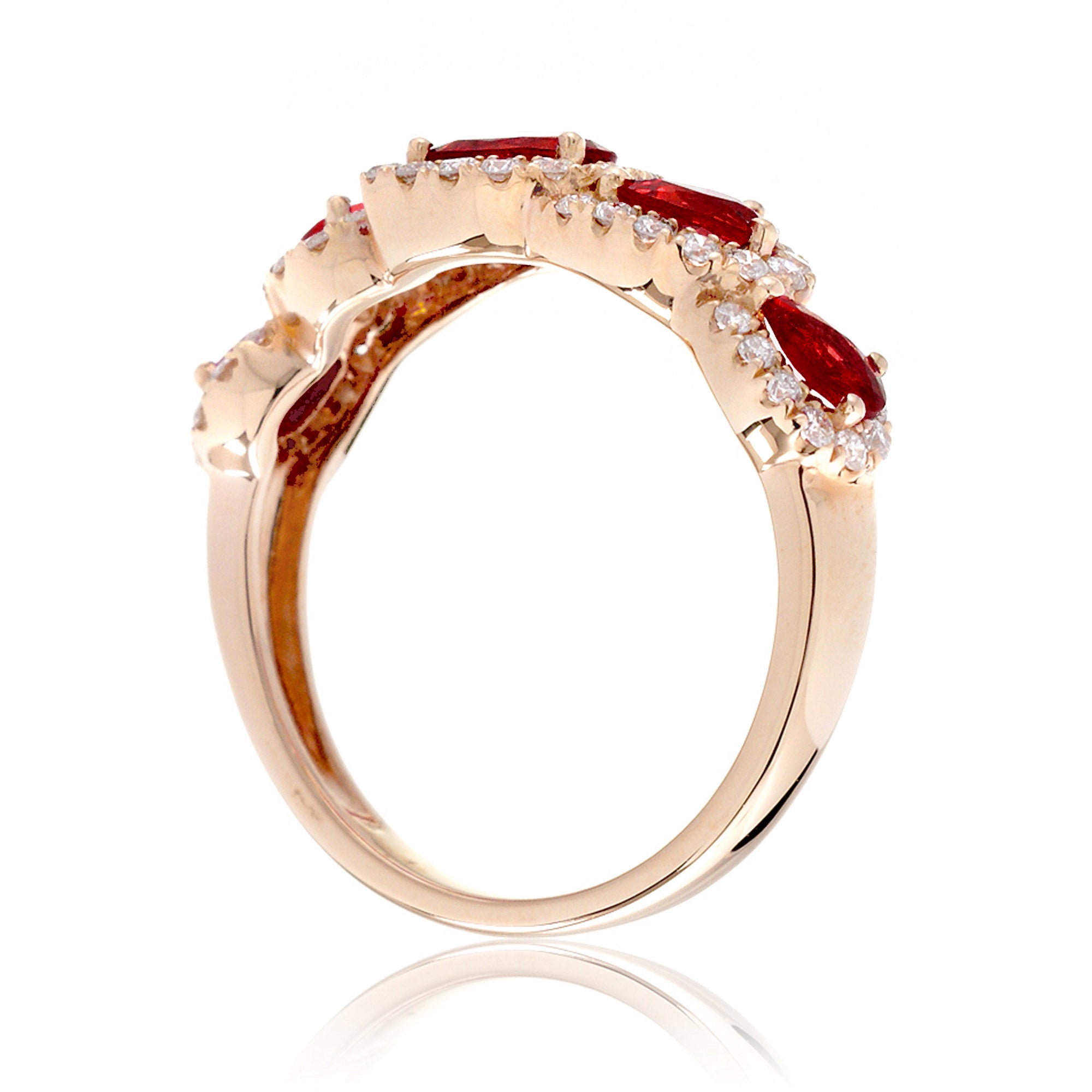 The Betty Pear Ruby & Diamond Halo Band