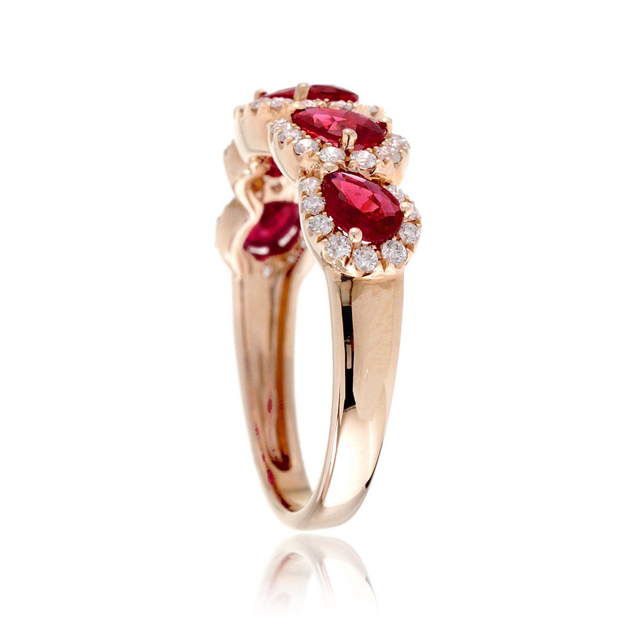The Betty Pear Ruby & Diamond Halo Band