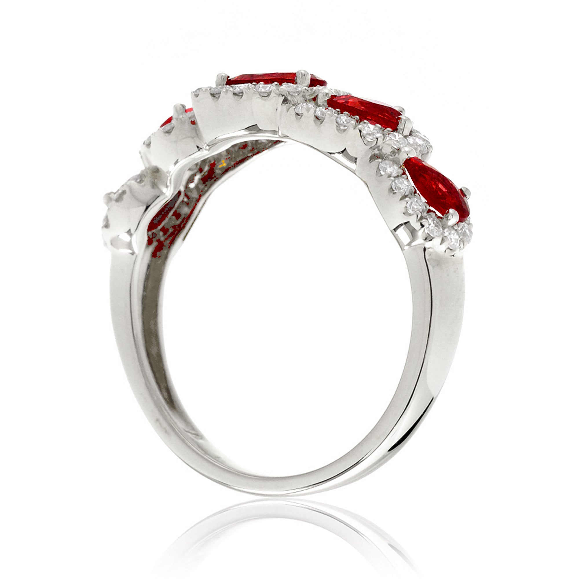 The Betty Pear Ruby & Diamond Halo Band