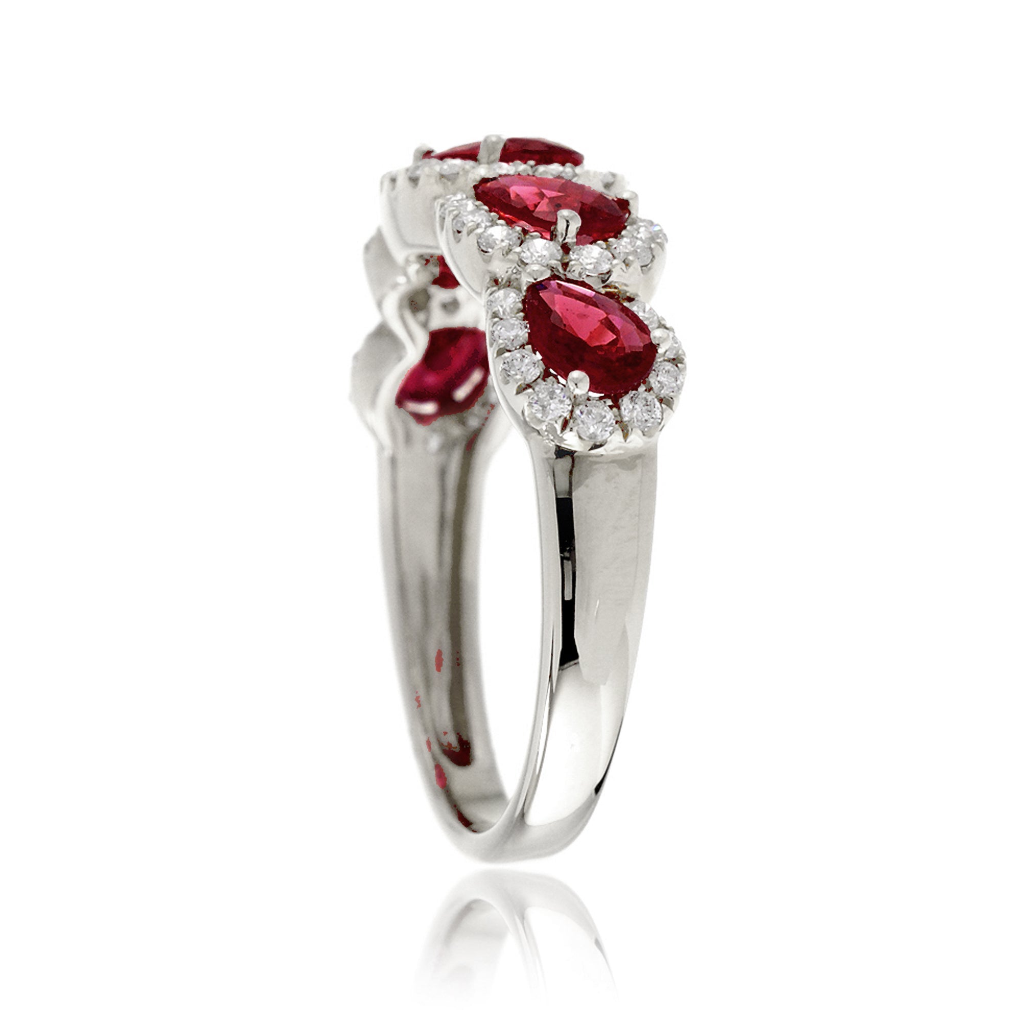 The Betty Pear Ruby & Diamond Halo Band