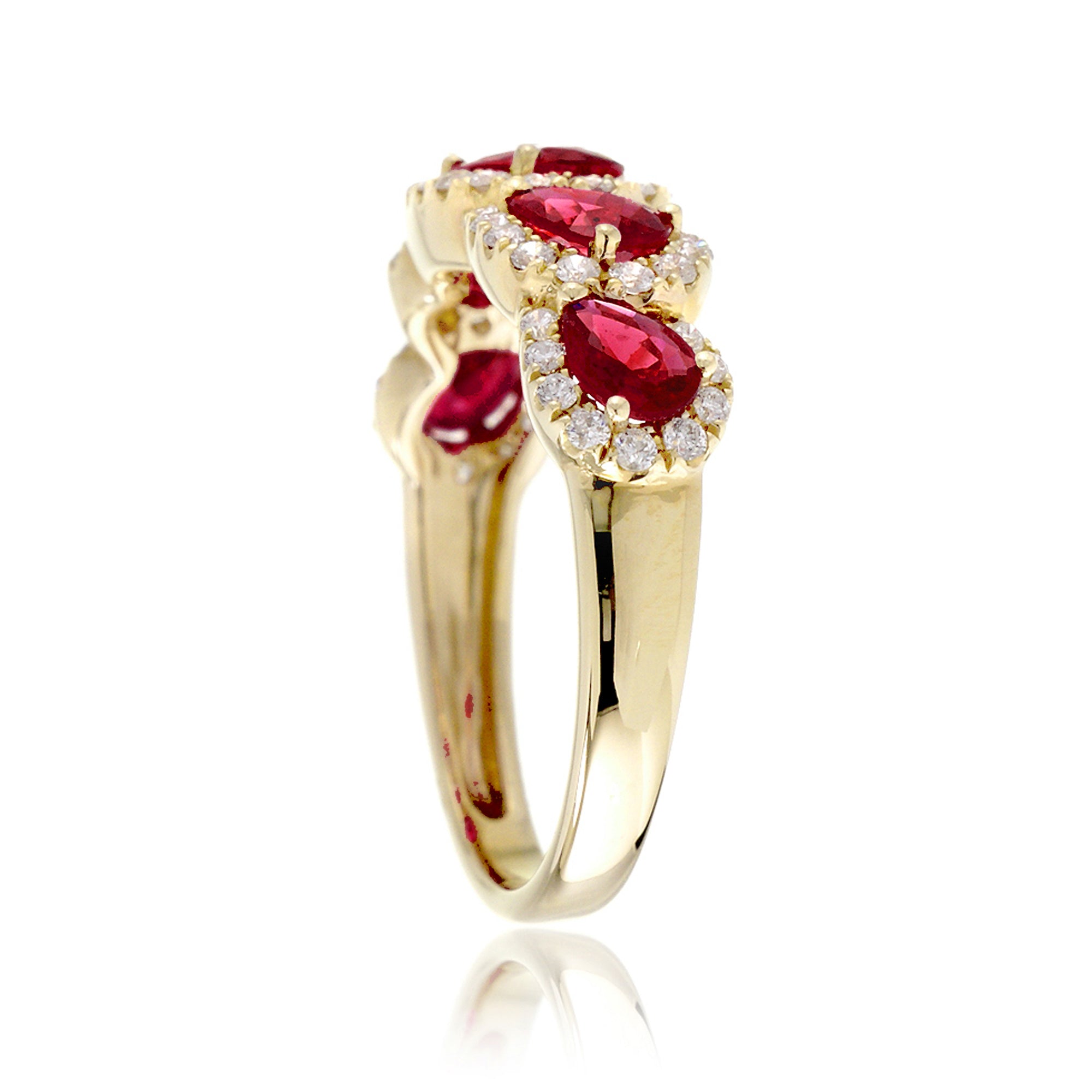 The Betty Pear Ruby & Diamond Halo Band
