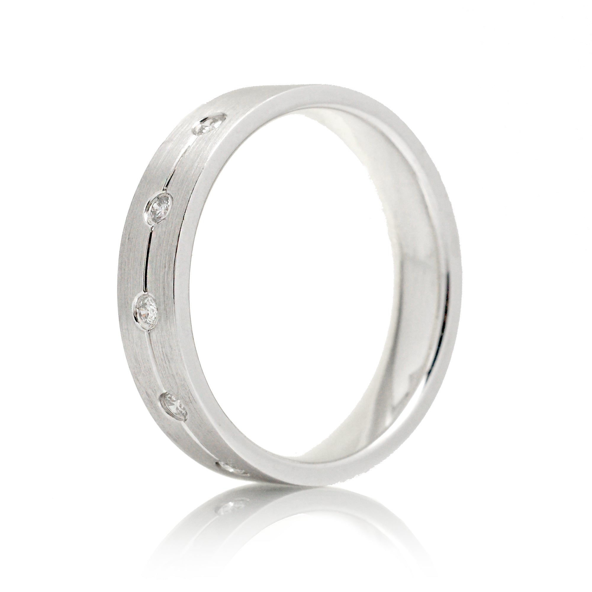 Flat Diamond Wedding Band Satin Finish