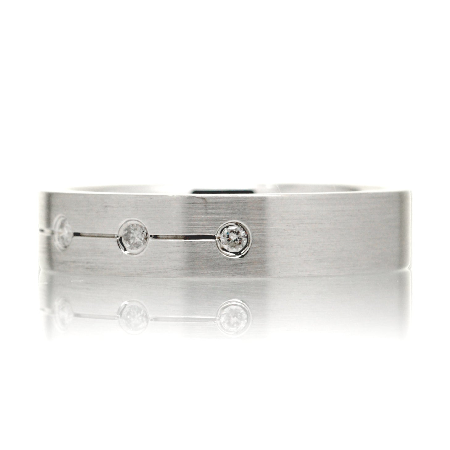Flat Diamond Wedding Band Satin Finish