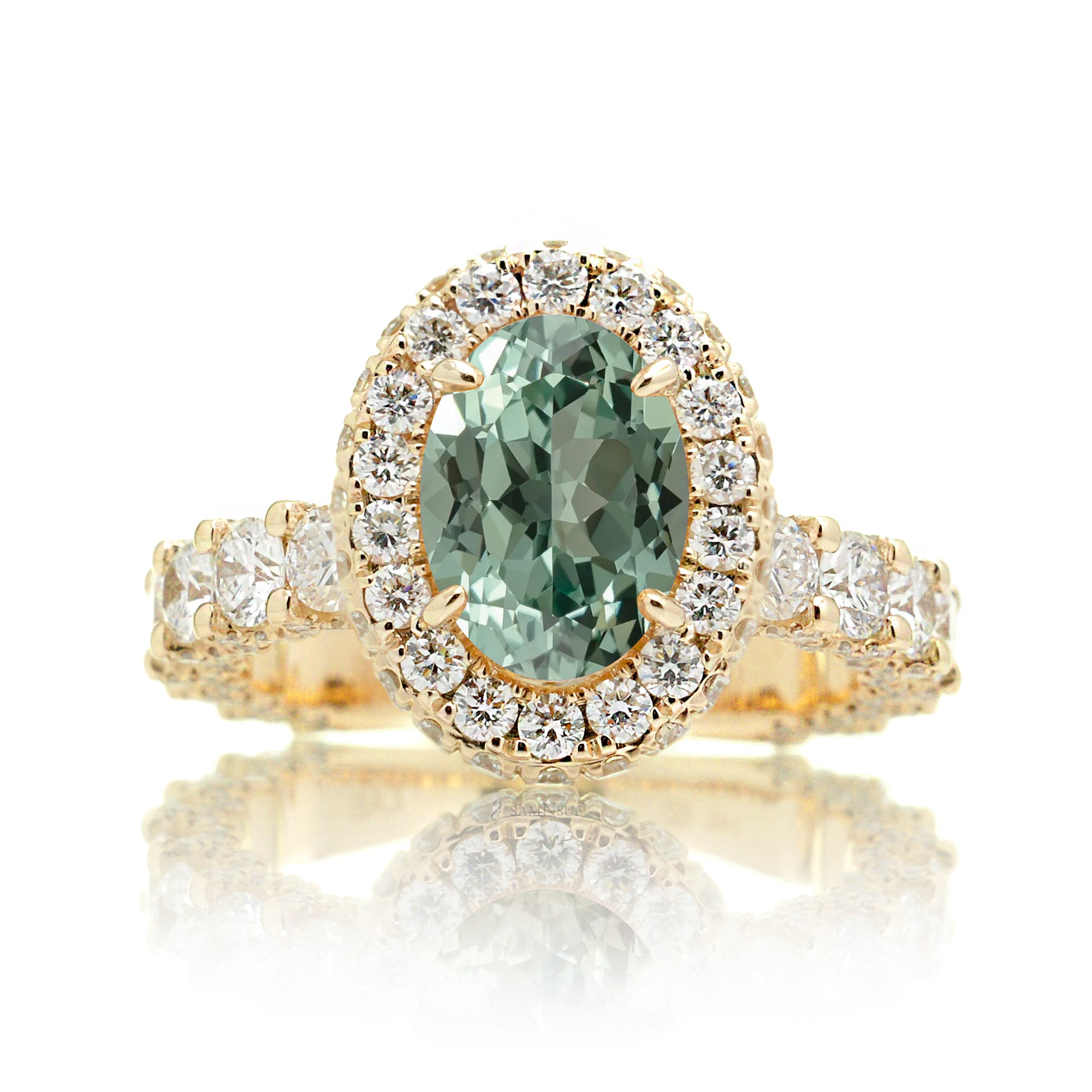 The Florence Oval Green Sapphire Ring (Lab-Grown)