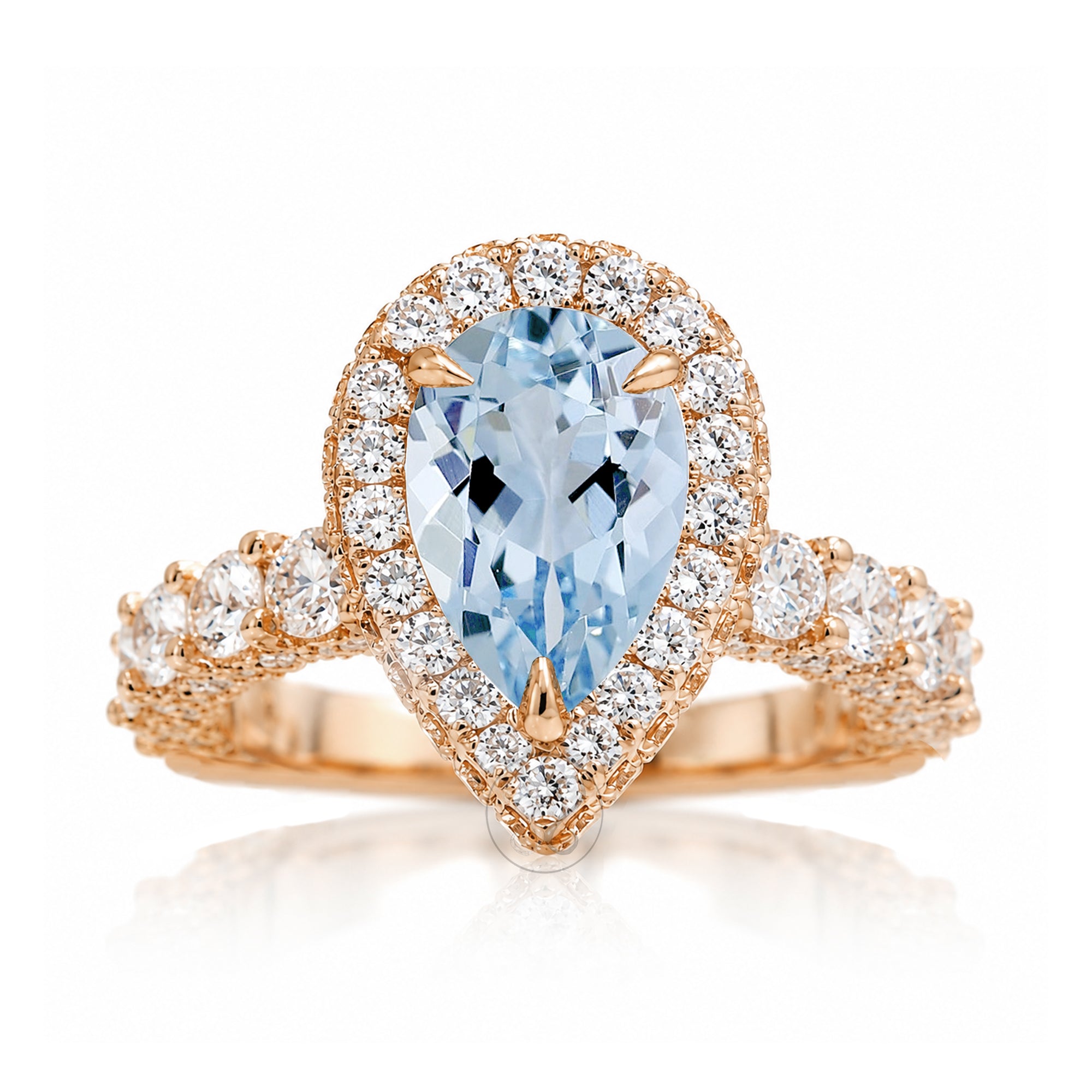 The Florence Pear Cut Aquamarine Ring