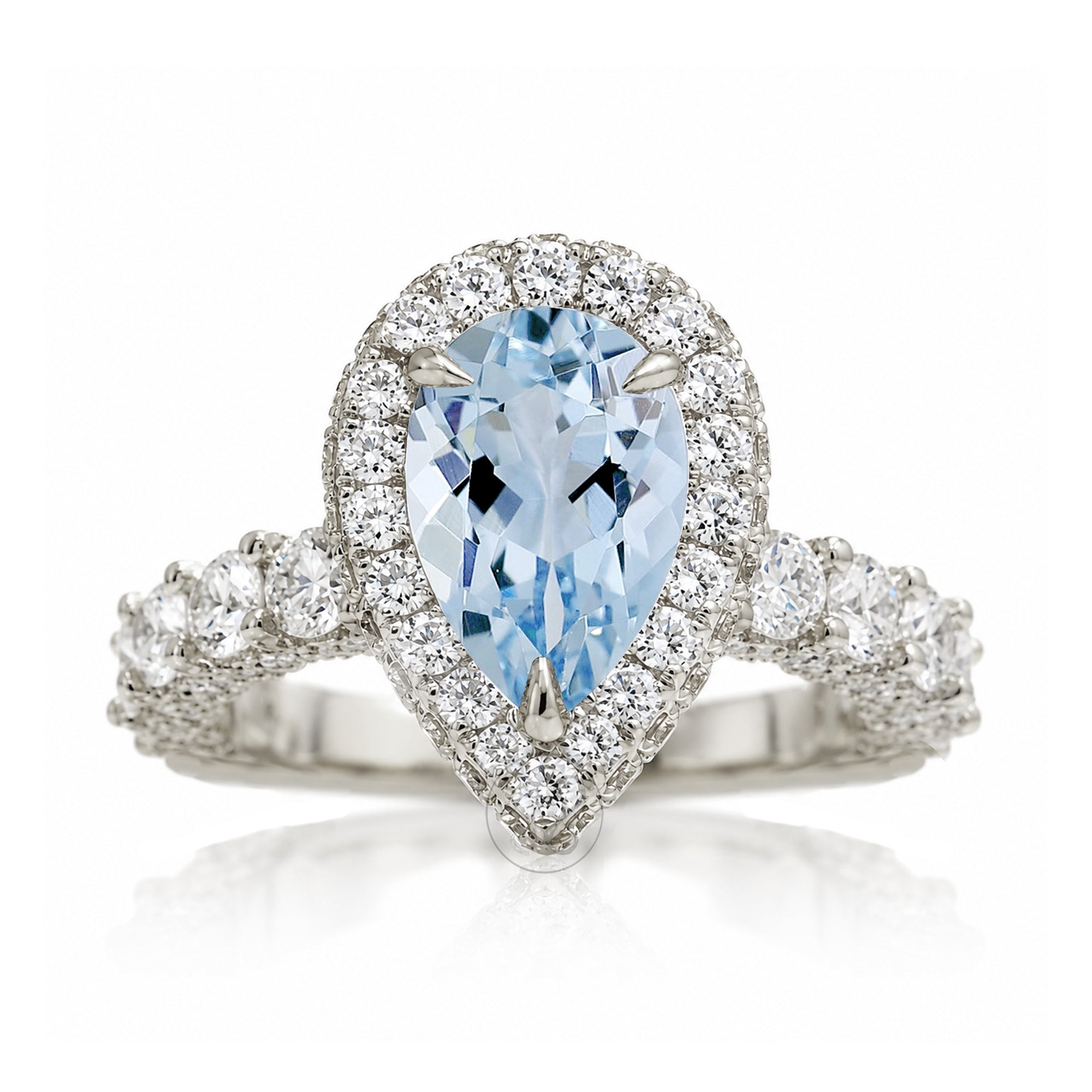 The Florence Pear Cut Aquamarine Ring