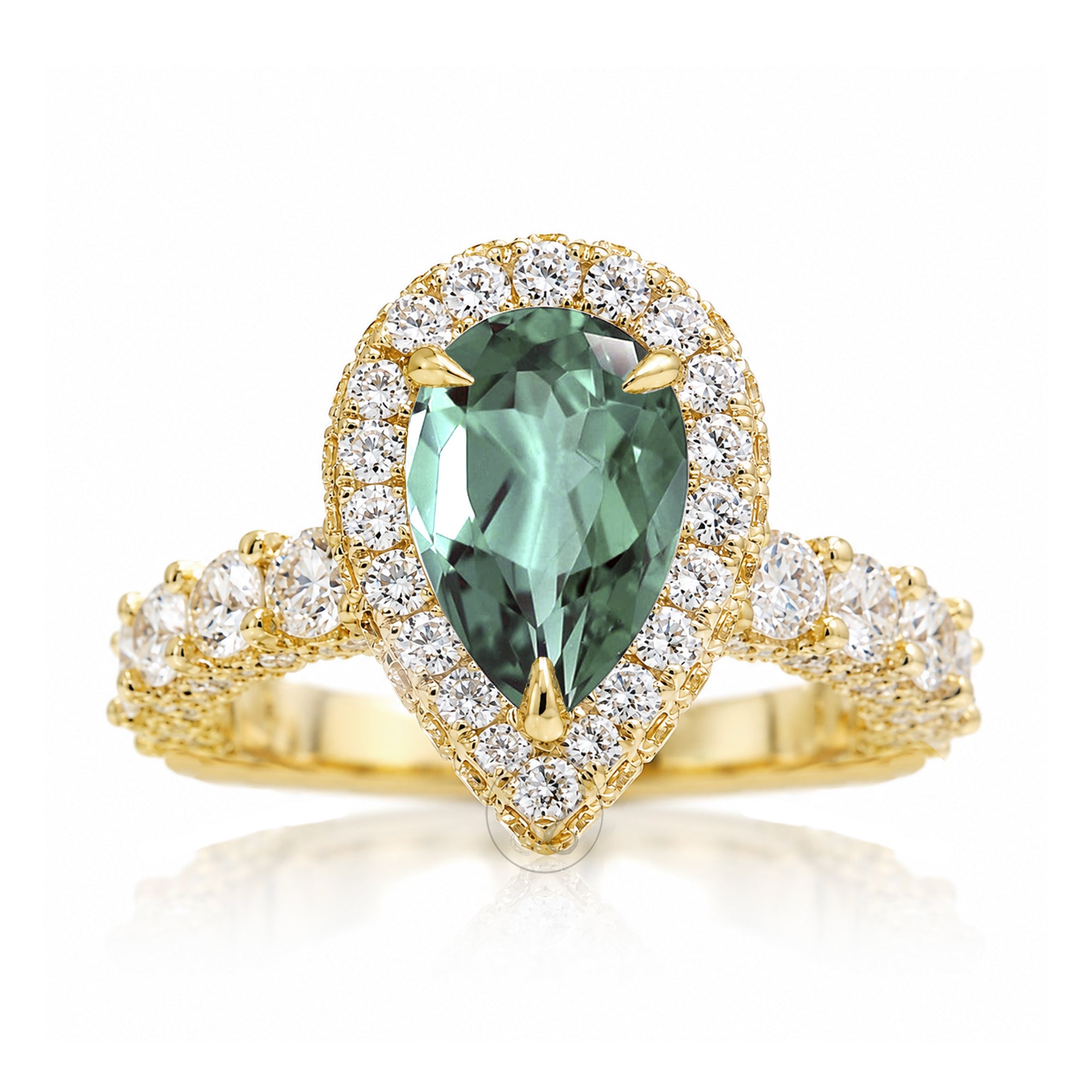 The Florence Pear Green Sapphire Ring