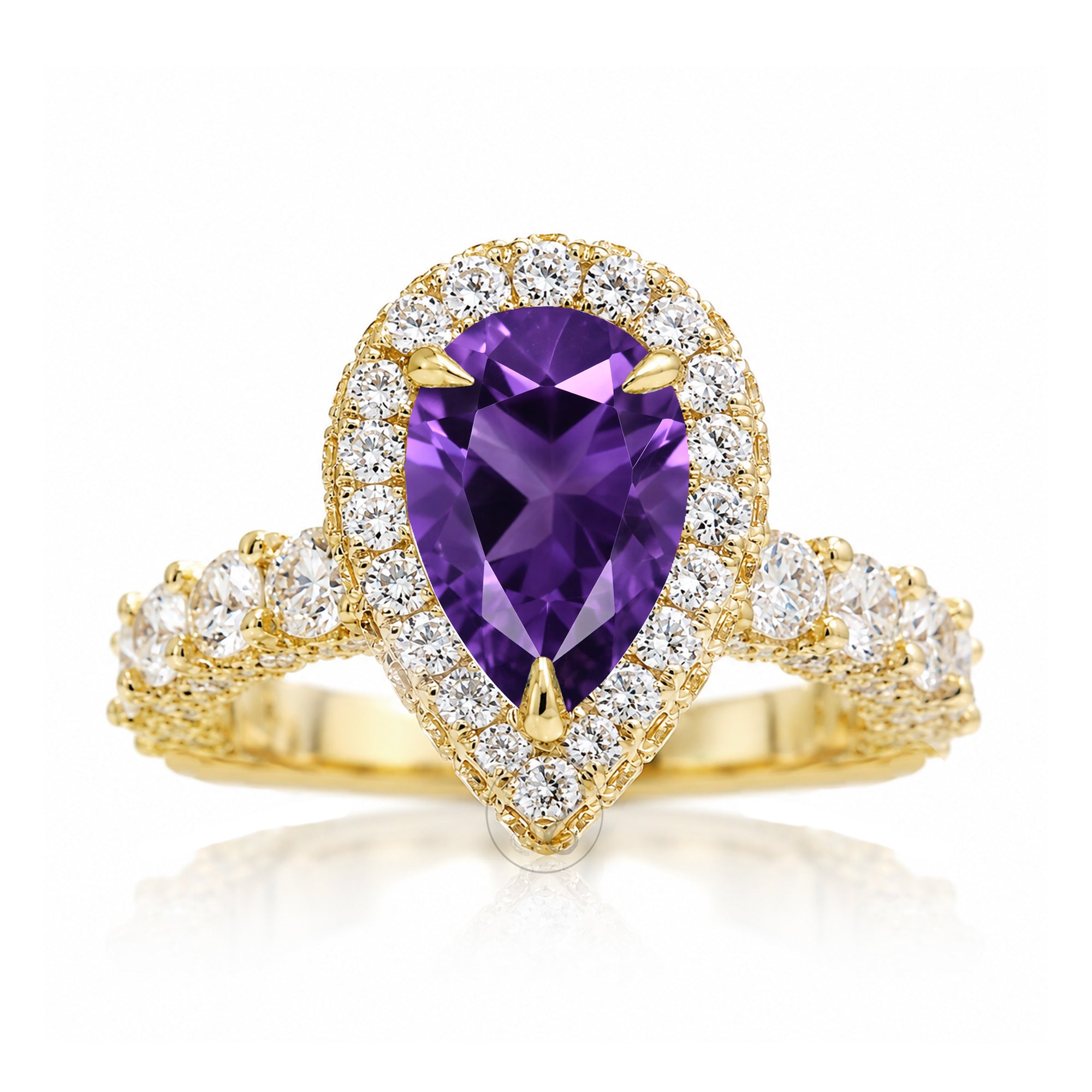 The Florence Pear Amethyst Ring