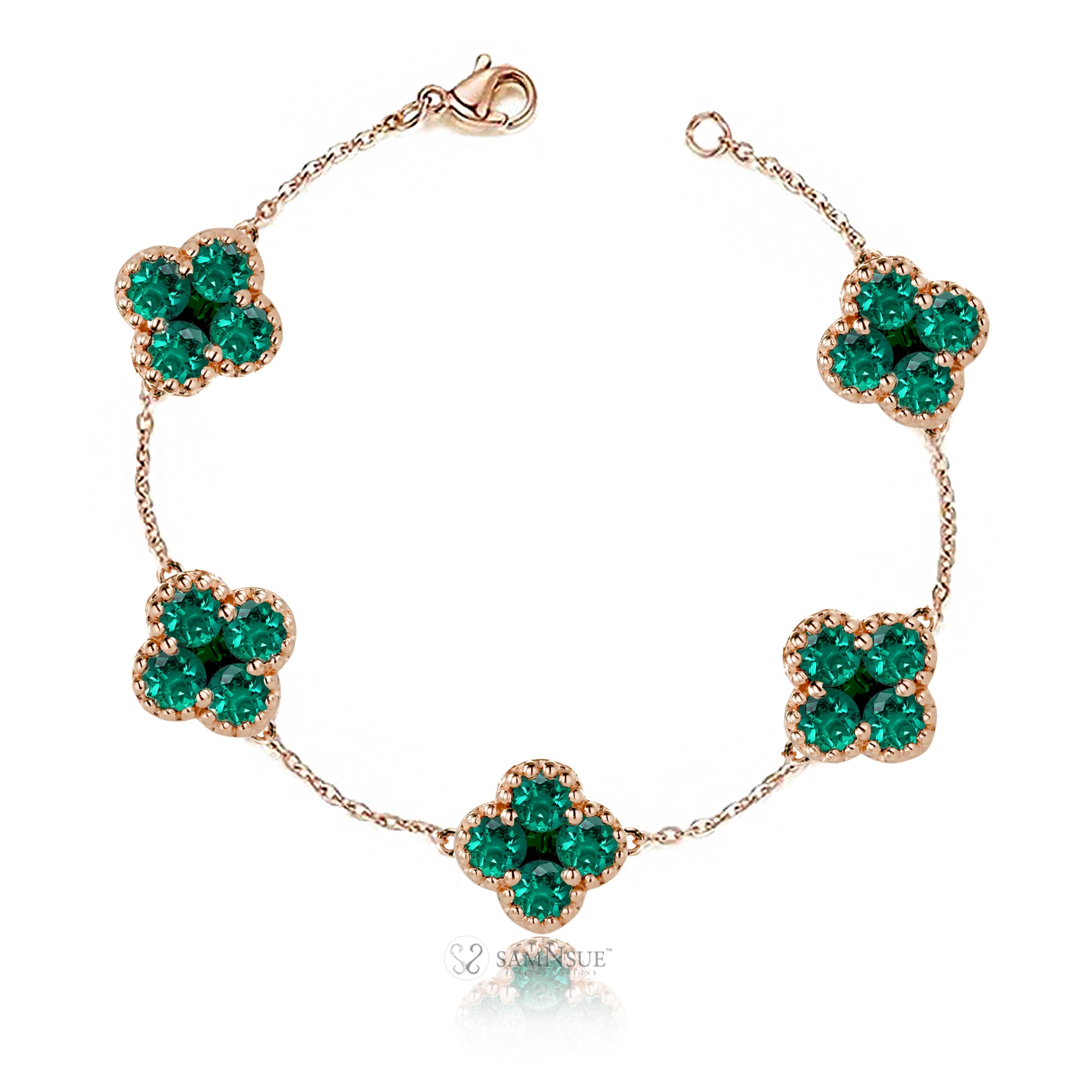 Clover emerald bracelet rose gold