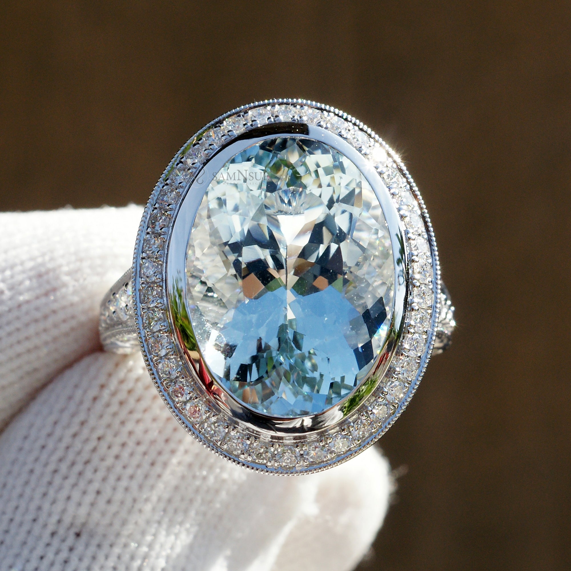 The Gwendoline Oval Cut Aquamarine Ring Large Vintage Ring