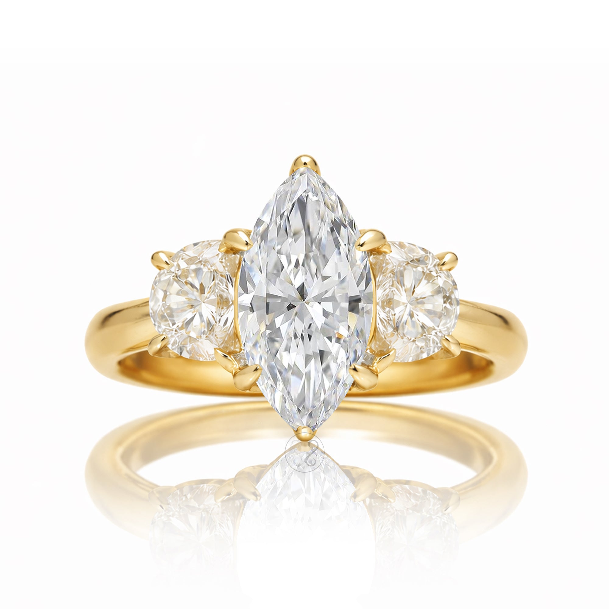 The Claire Marquise Cut Diamond Half Moon Ring