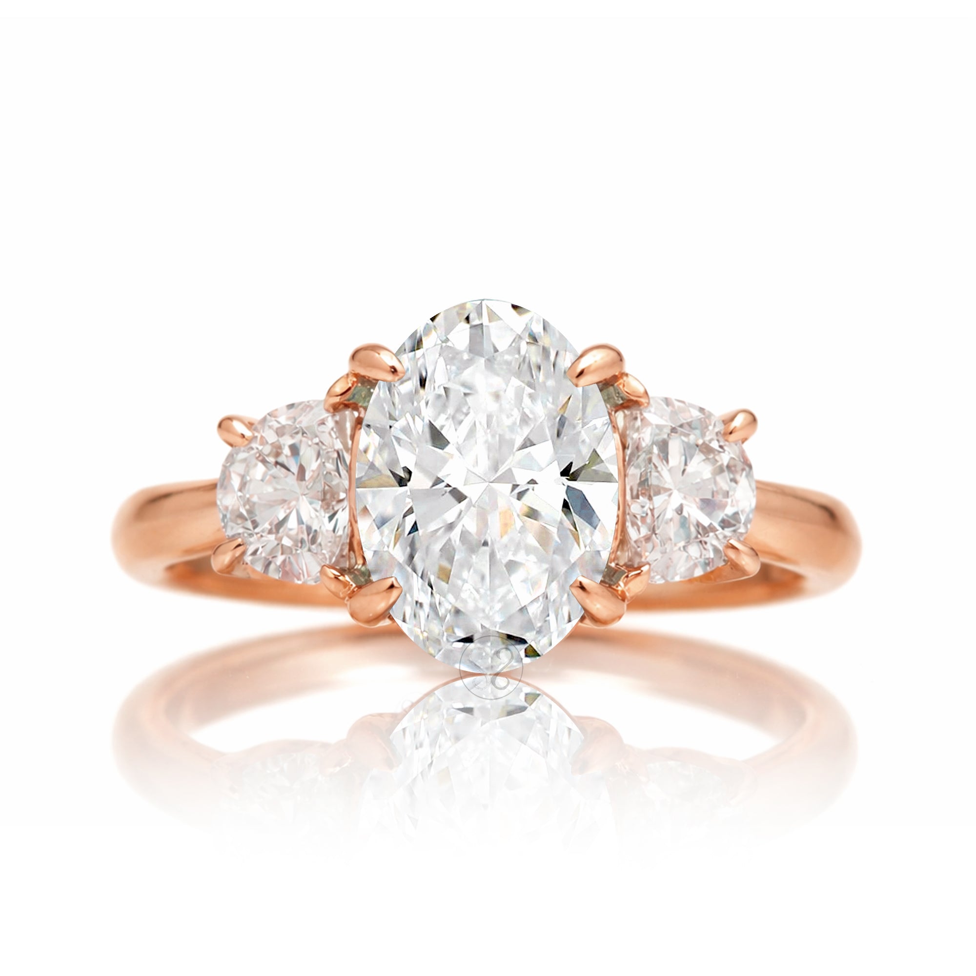 Past present future half moon diamond ring