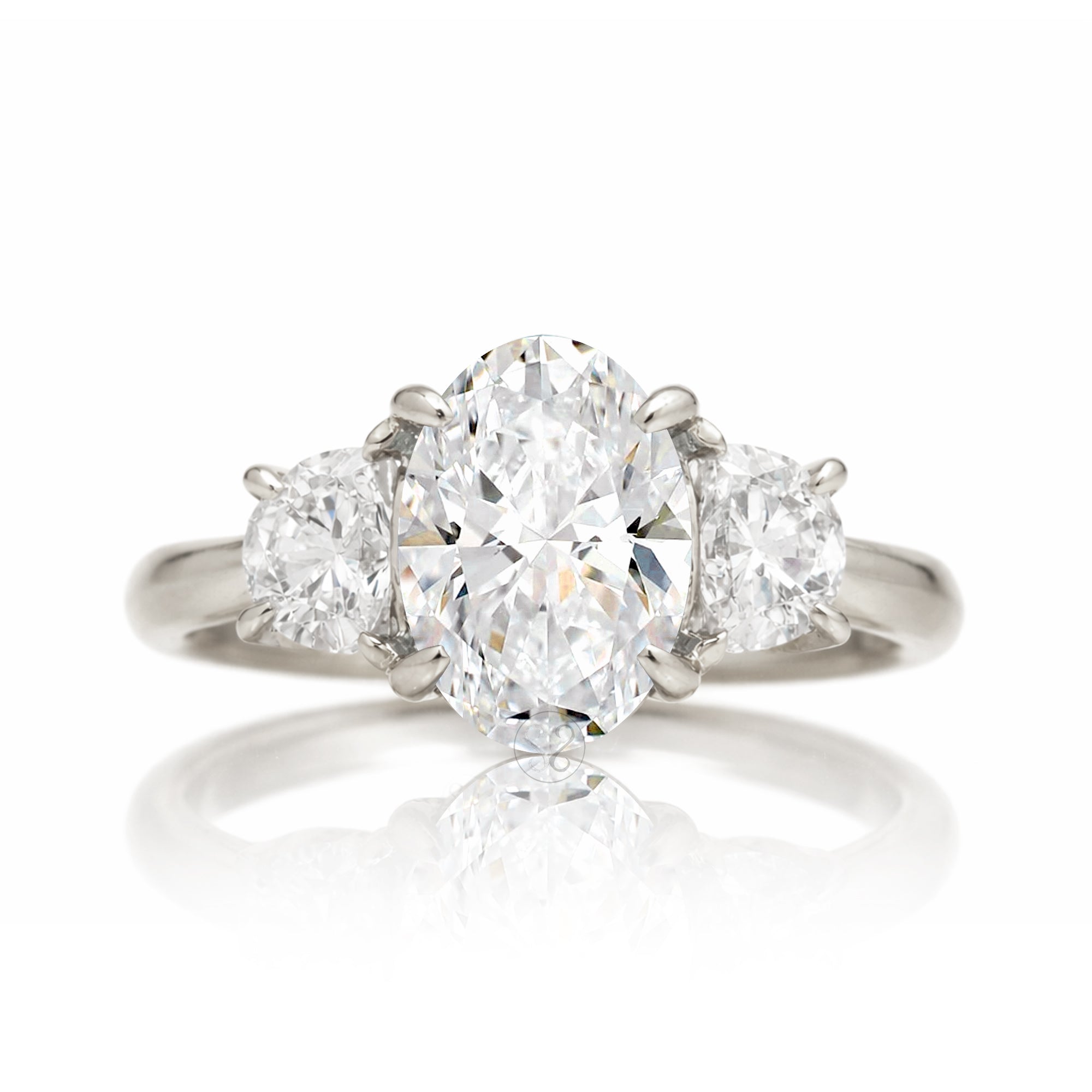 Past present future half moon diamond ring