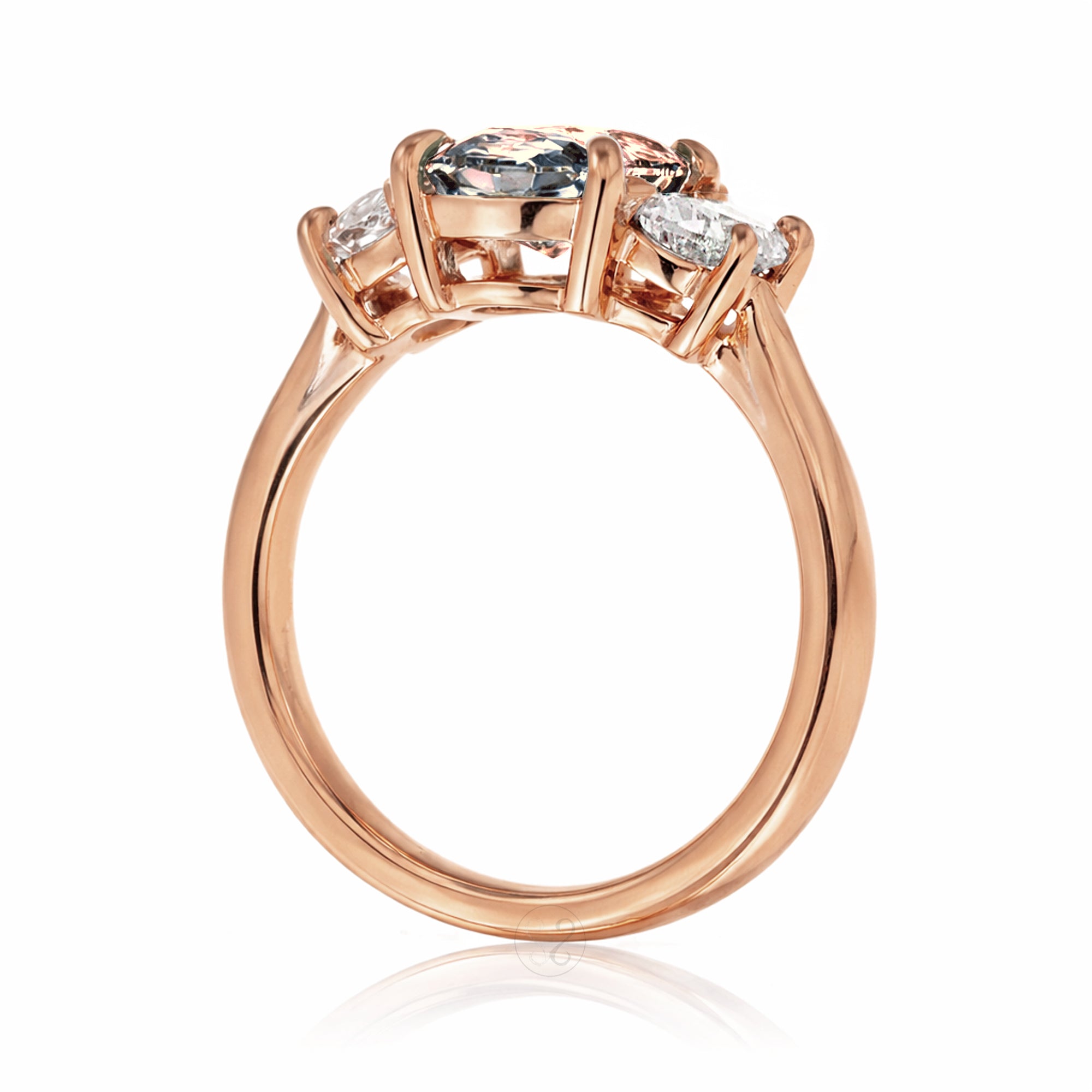 The Claire Oval Cut Morganite Half Moon Ring