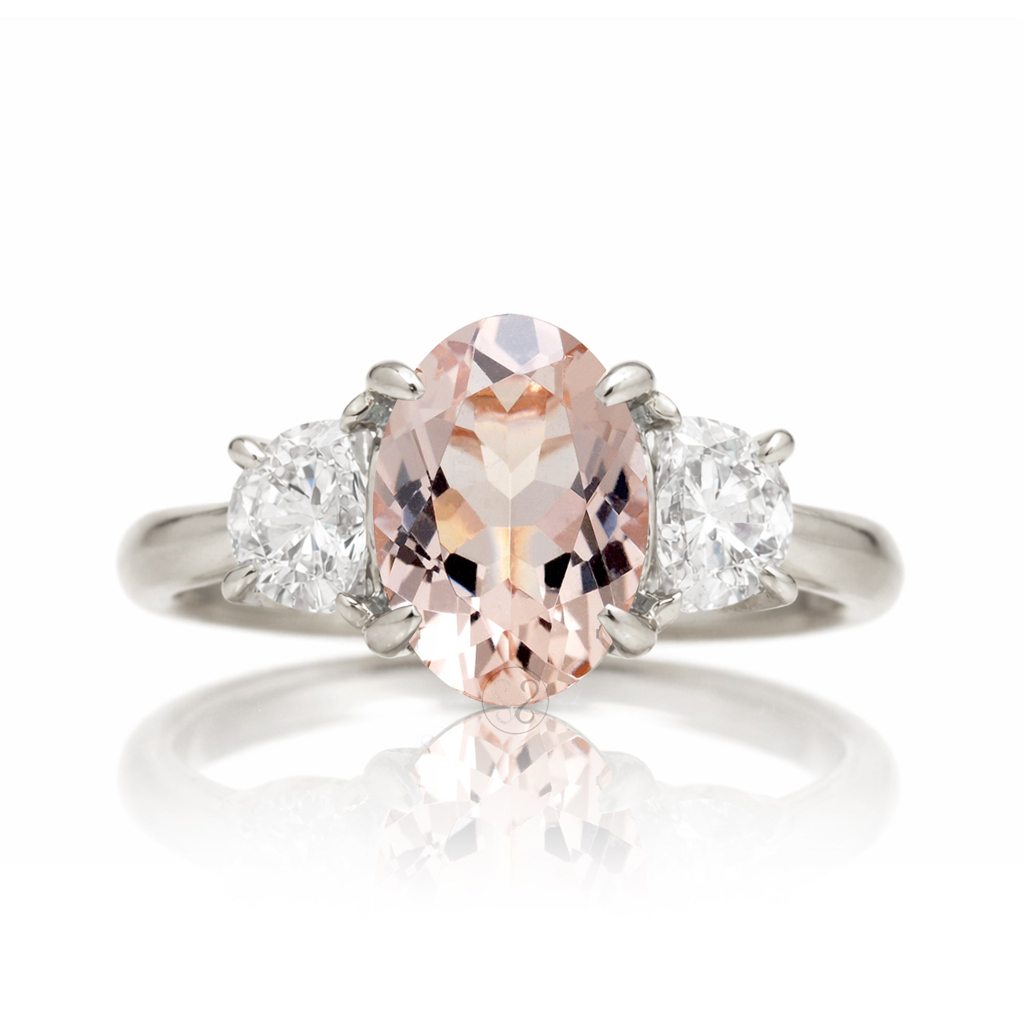 The Claire Oval Cut Morganite Half Moon Ring