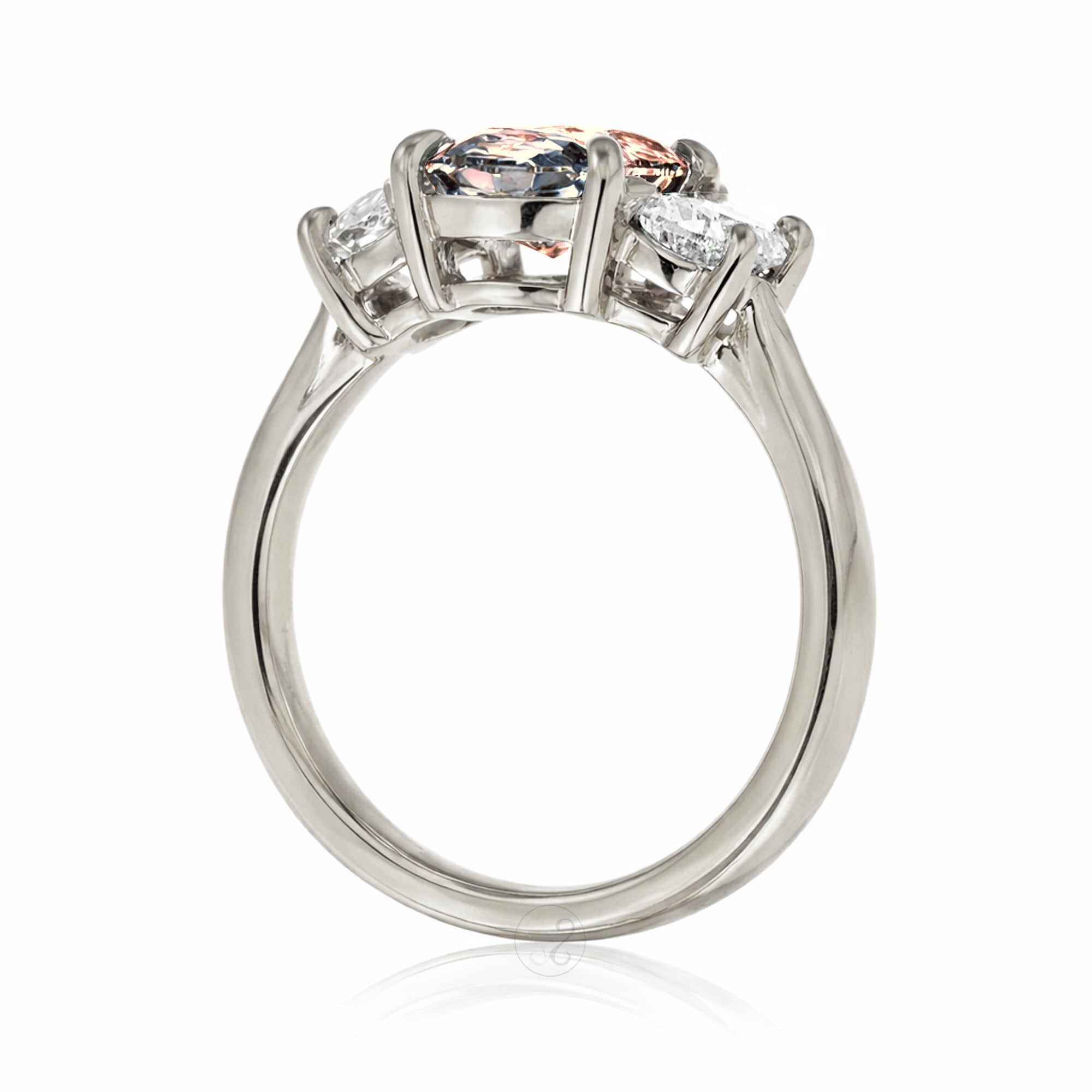 The Claire Oval Cut Morganite Half Moon Ring
