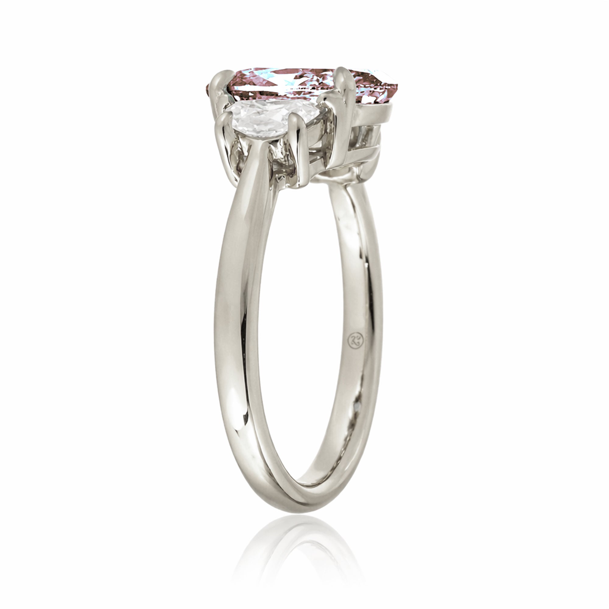 The Claire Oval Cut Morganite Half Moon Ring
