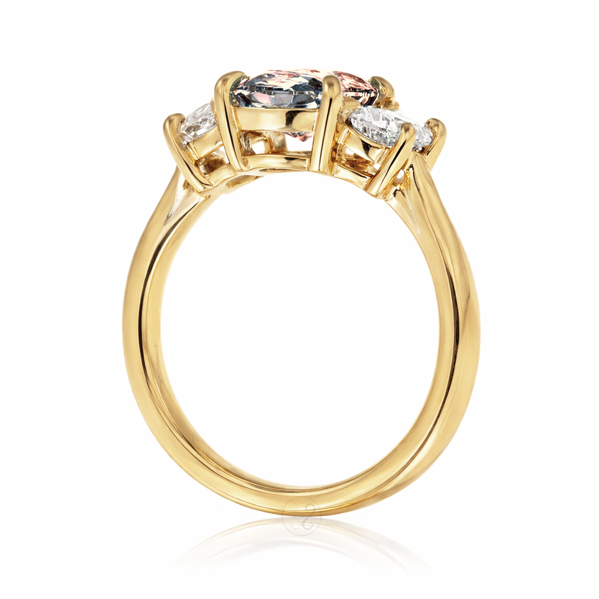 The Claire Oval Cut Morganite Half Moon Ring