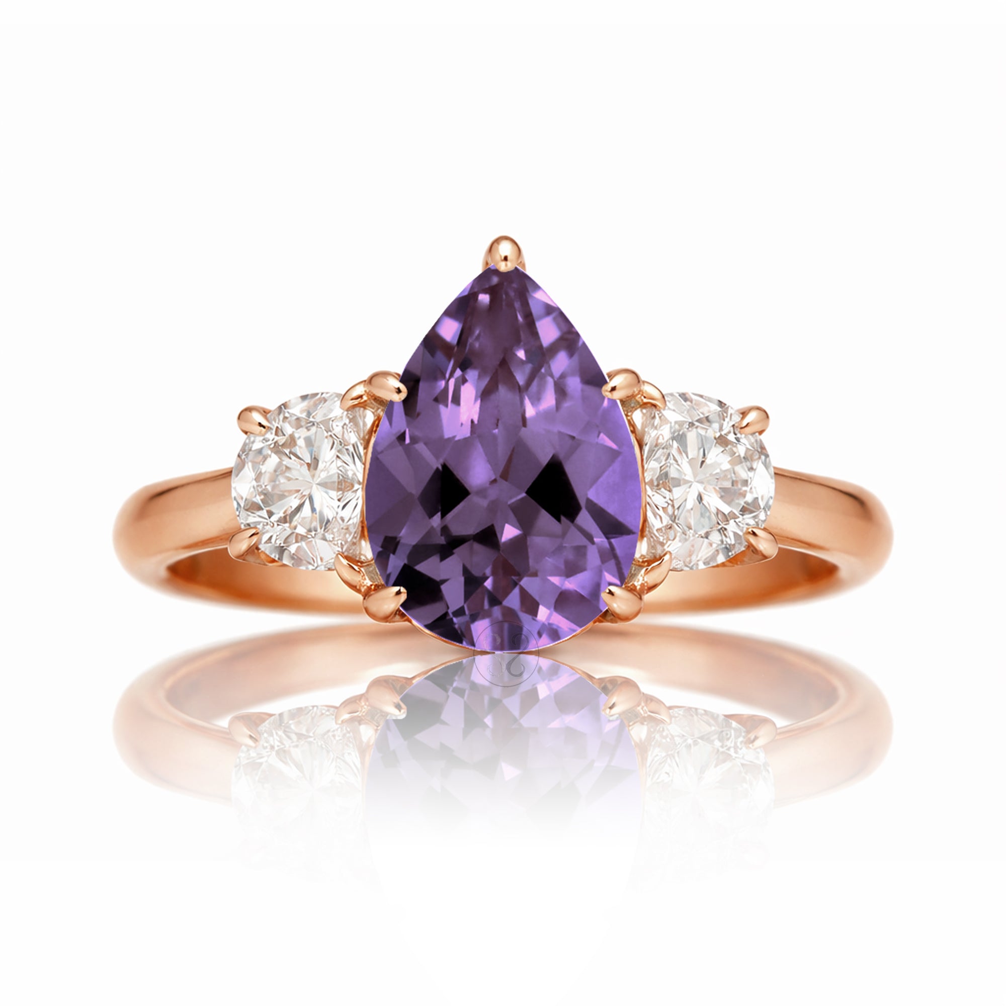 The Claire Pear Cut Amethyst Half Moon Ring