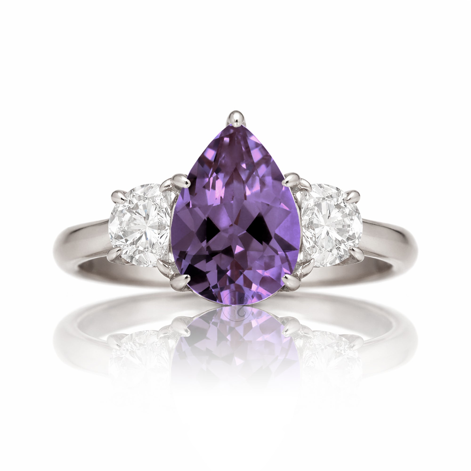The Claire Pear Cut Amethyst Half Moon Ring