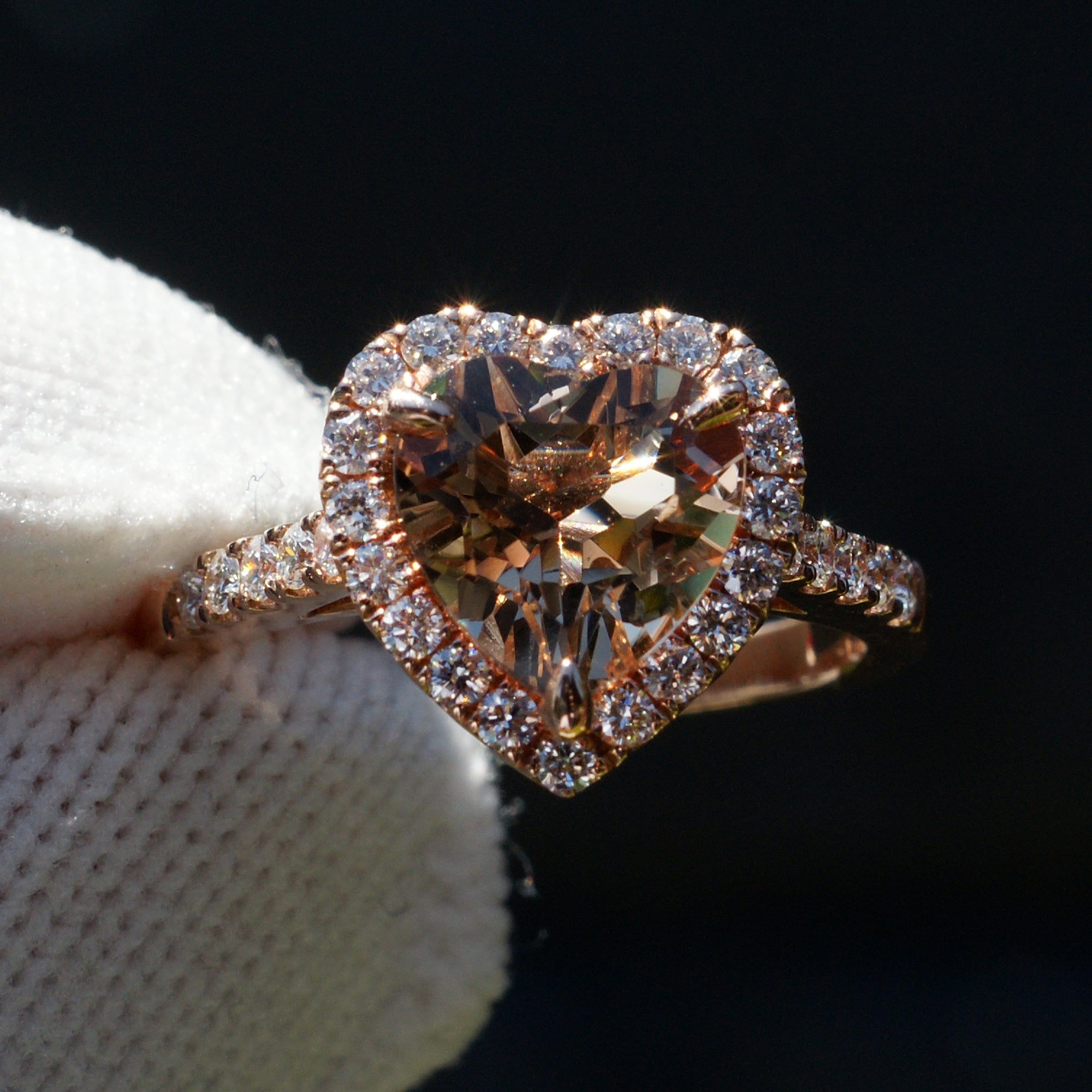 The Alexa Heart Cut Morganite Ring (Including matching band)
