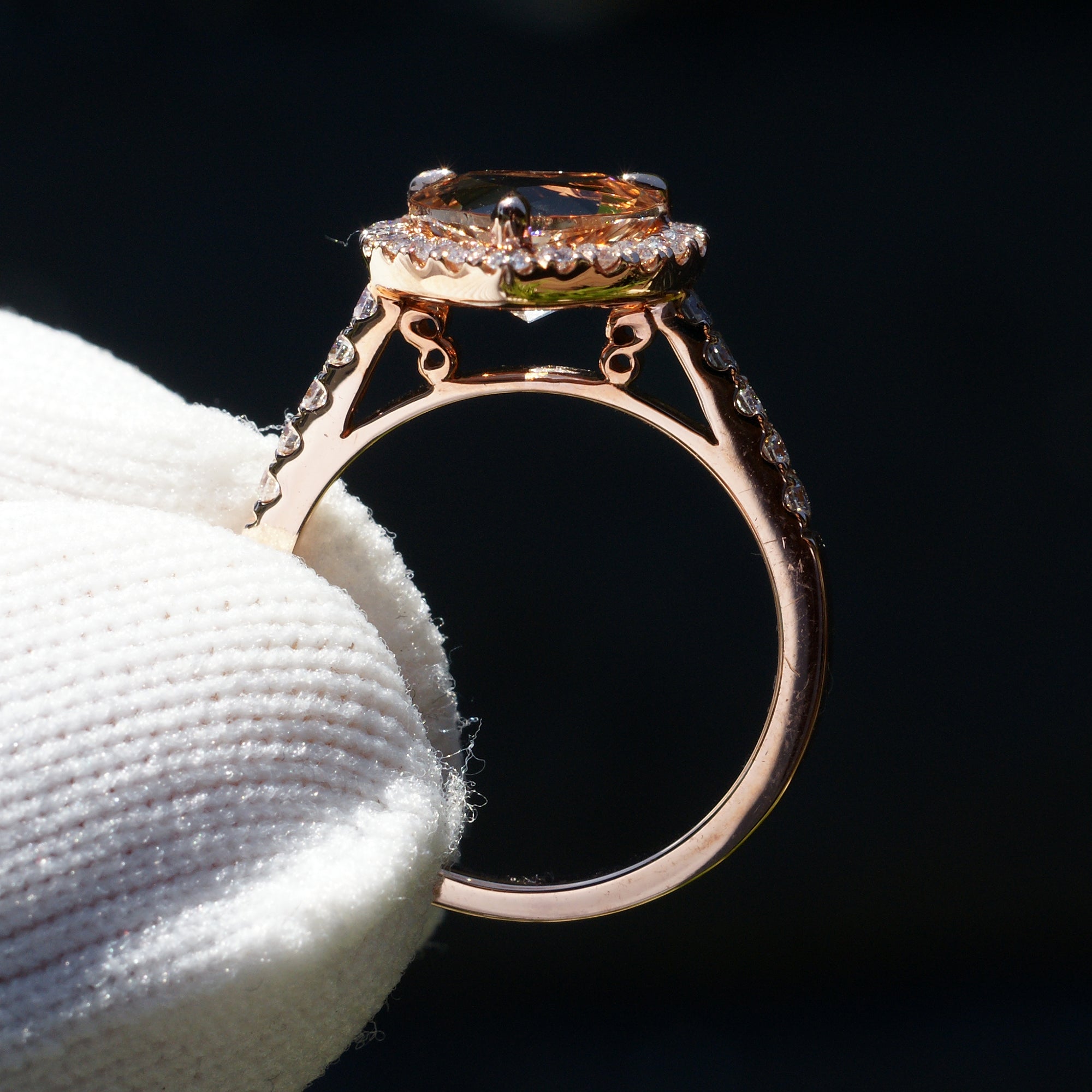 The Alexa Heart Cut Morganite Ring (Including matching band)