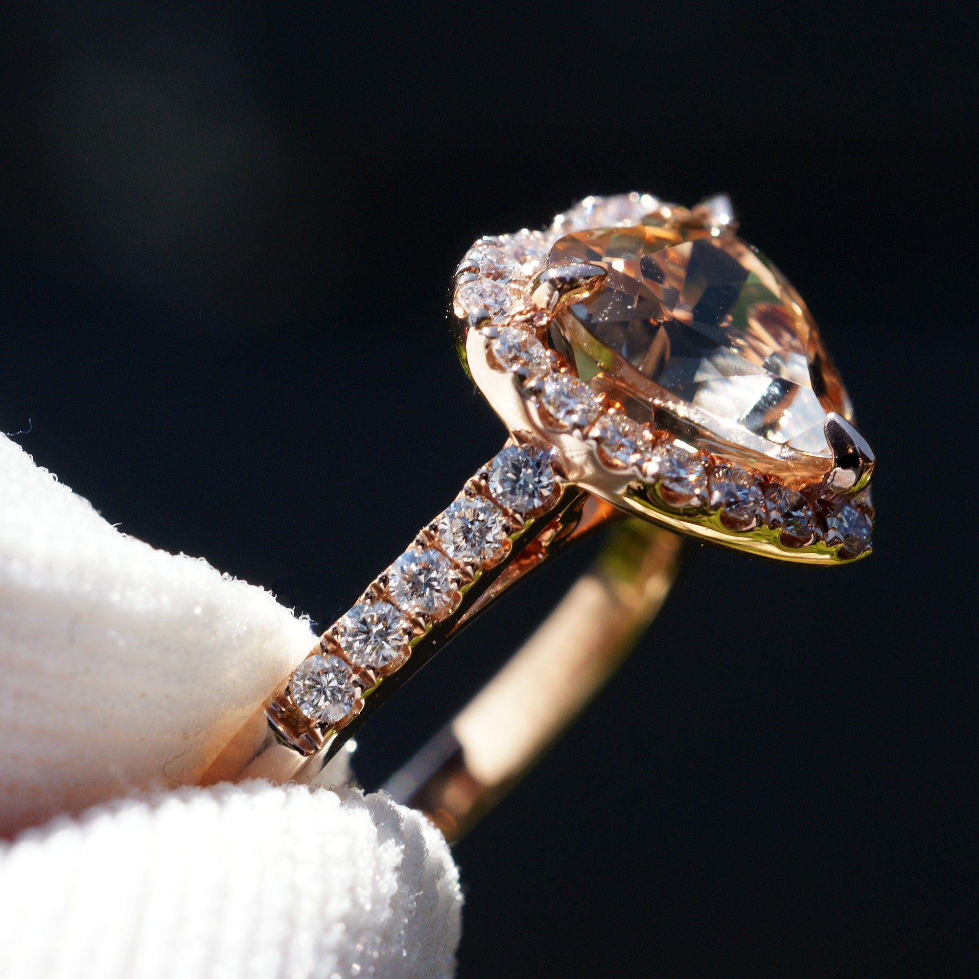The Alexa Heart Cut Morganite Ring (Including matching band)