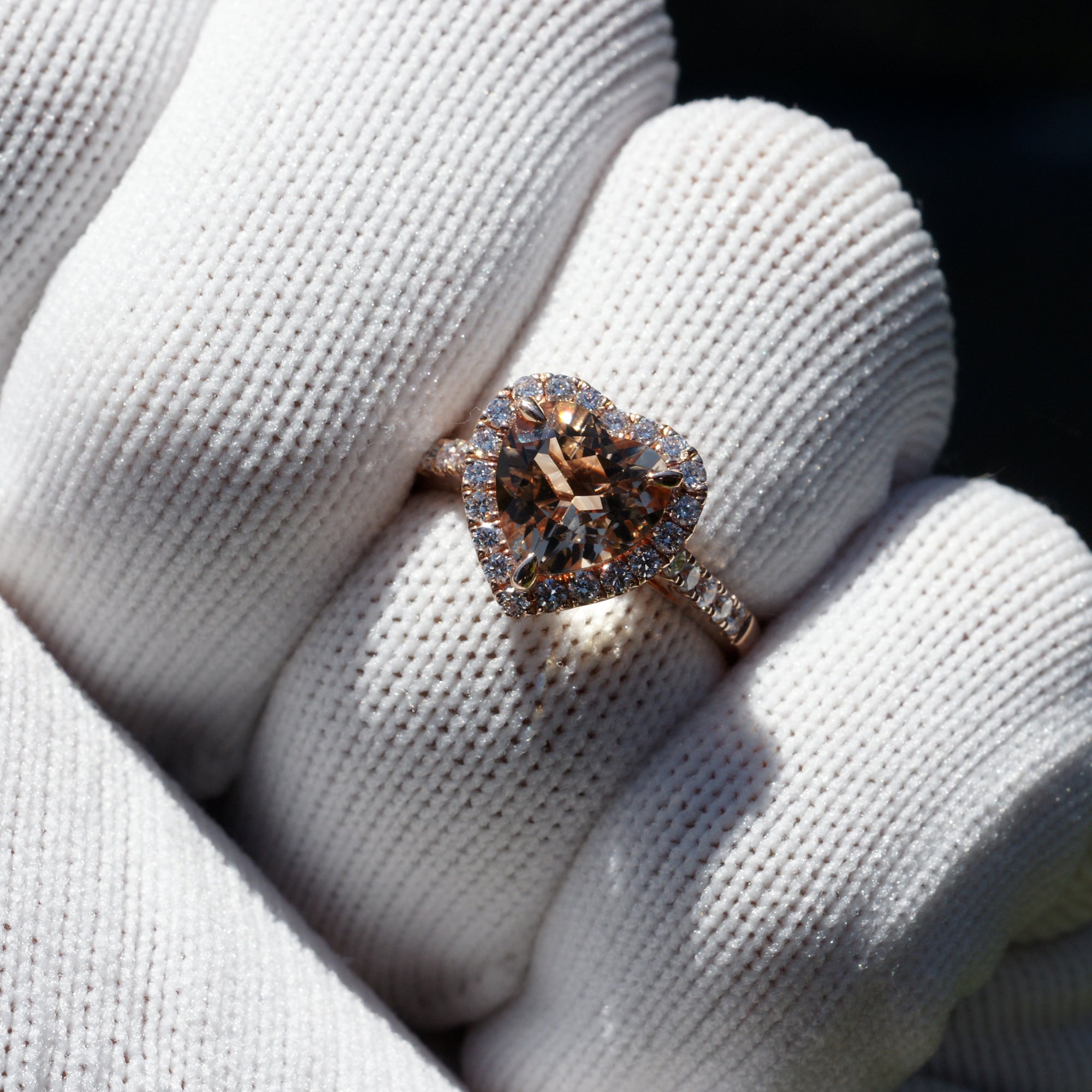 The Alexa Heart Cut Morganite Ring (Including matching band)