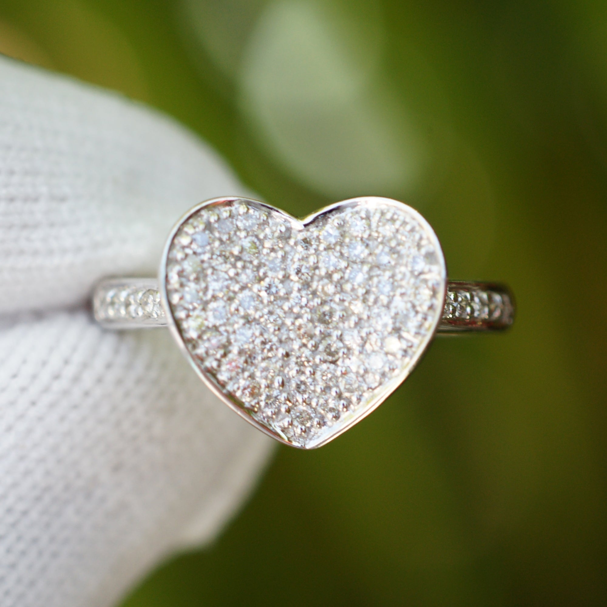 Heart Pave Diamond Ring (1/2 inch)