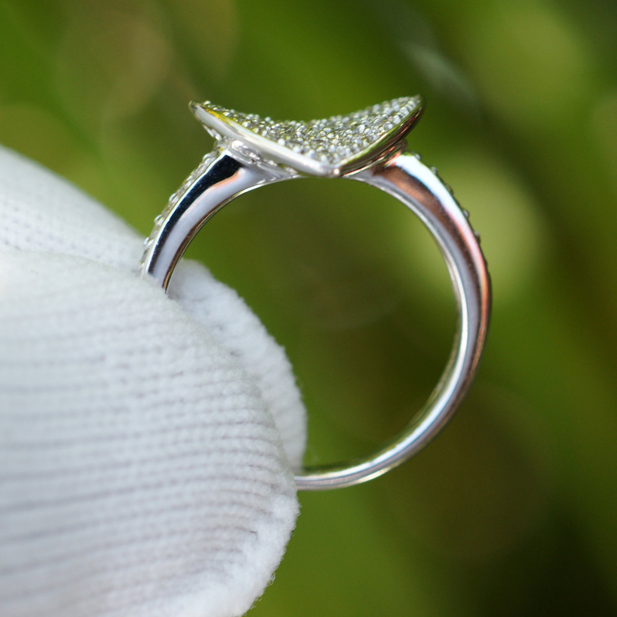 Heart Pave Diamond Ring (1/2 inch)