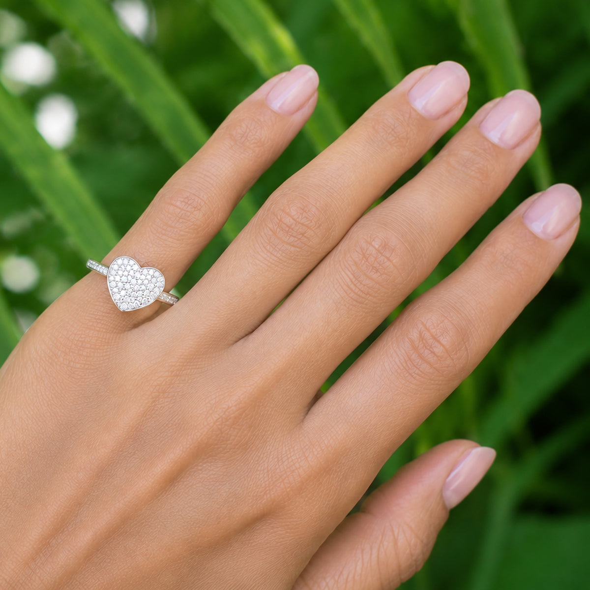 Heart Pave Diamond Ring (1/2 inch)