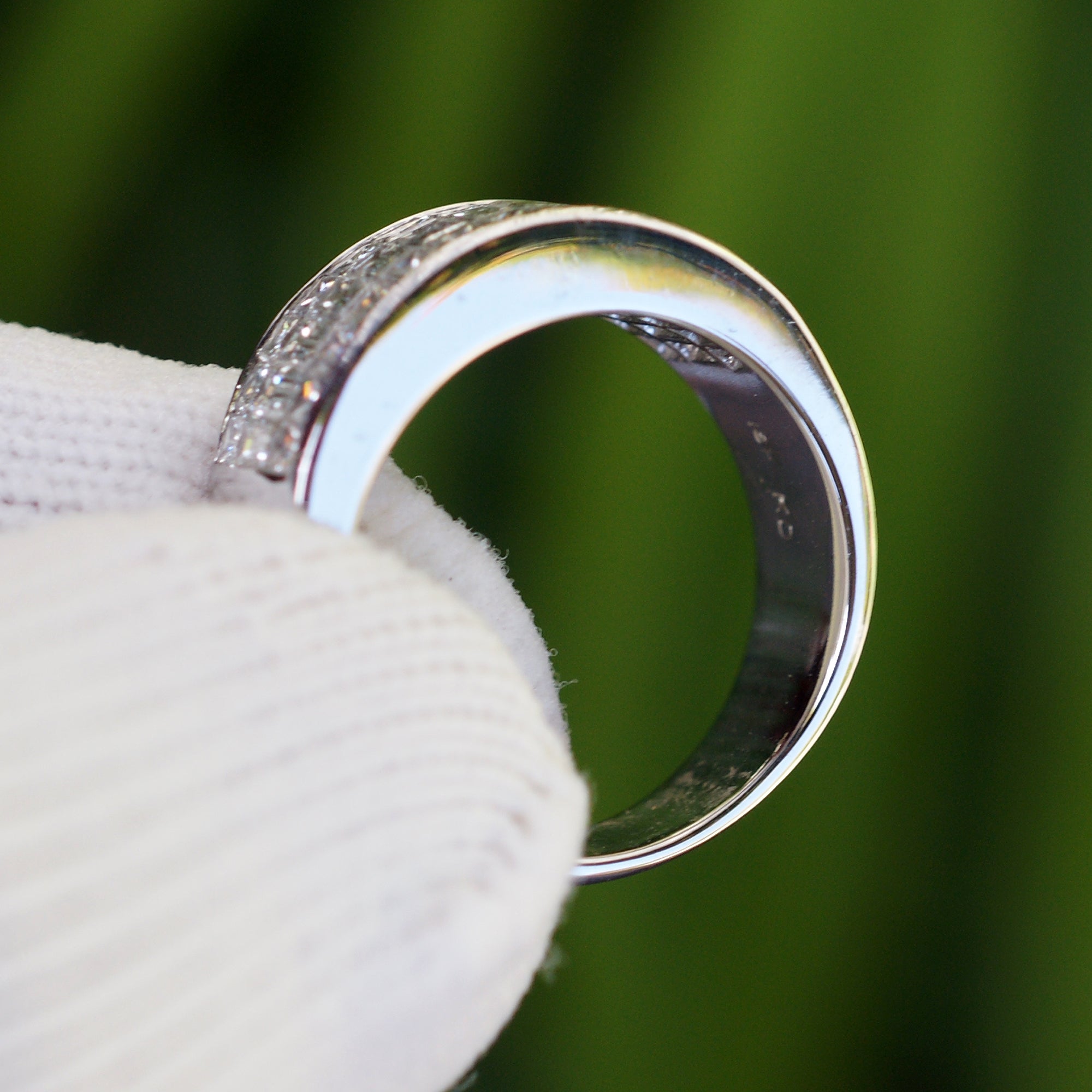 Invisible set baguette and princess cut natural diamond wedding anniversary band