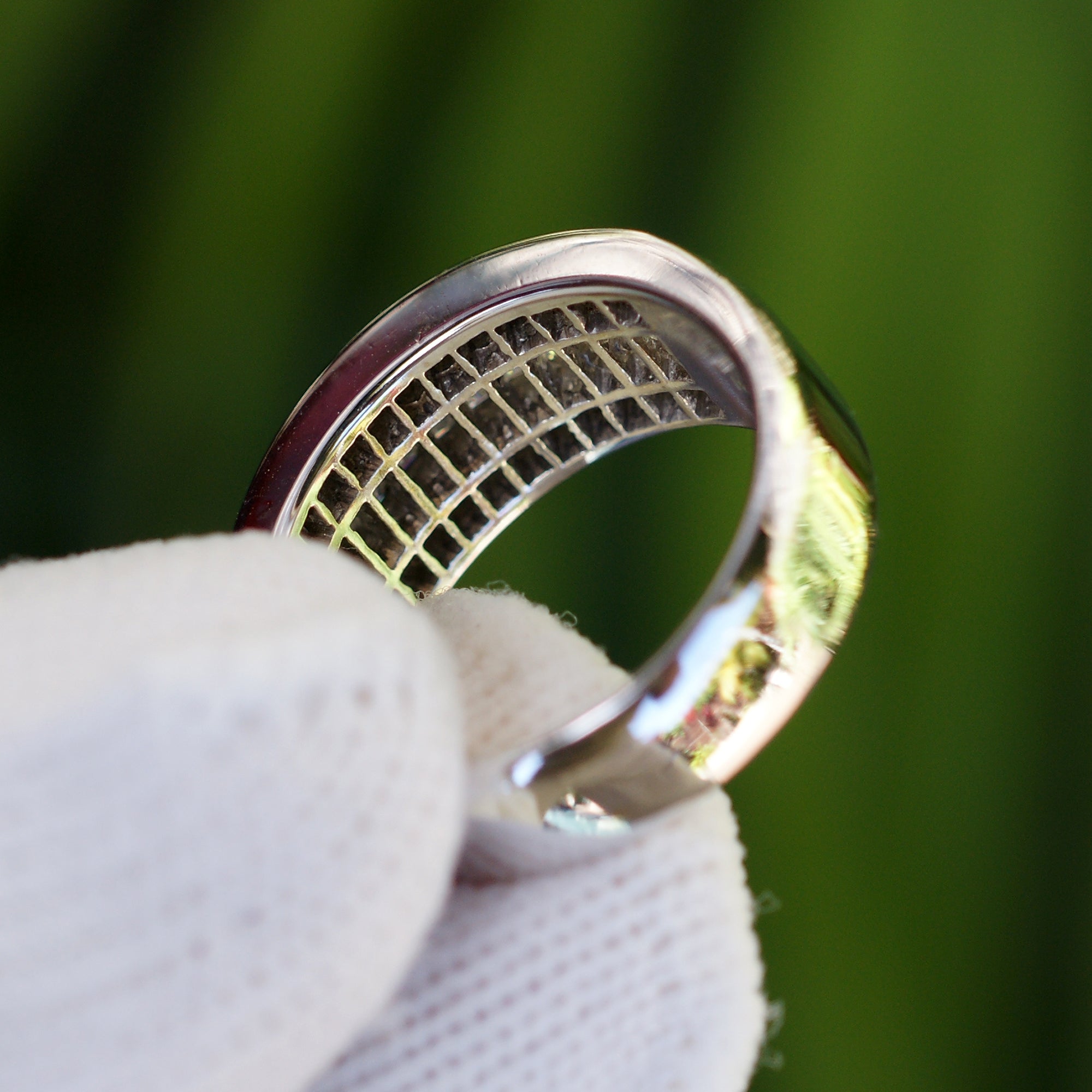 Invisible set baguette and princess cut natural diamond wedding anniversary band