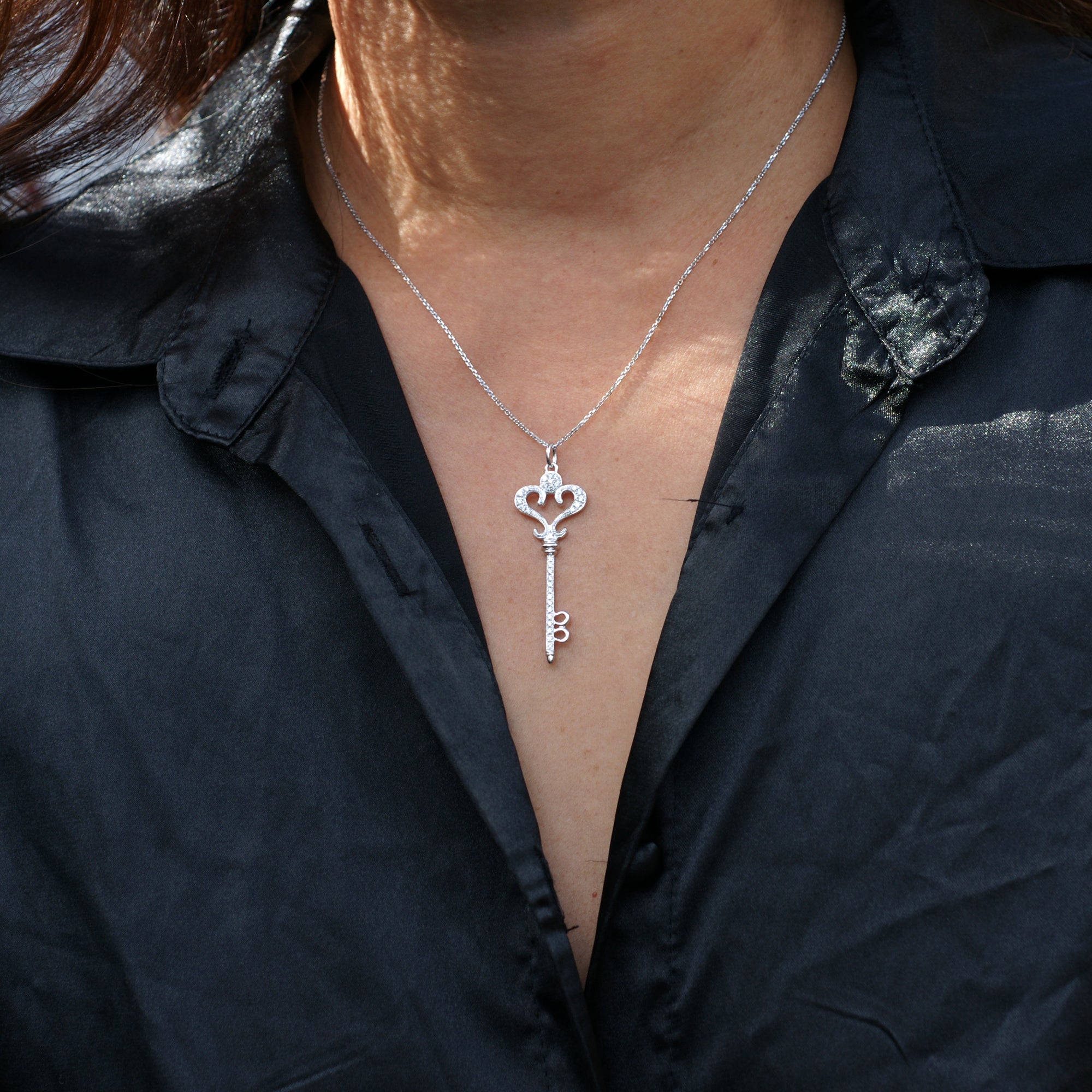 The Pavé Diamond Key Pendant (2 inches)