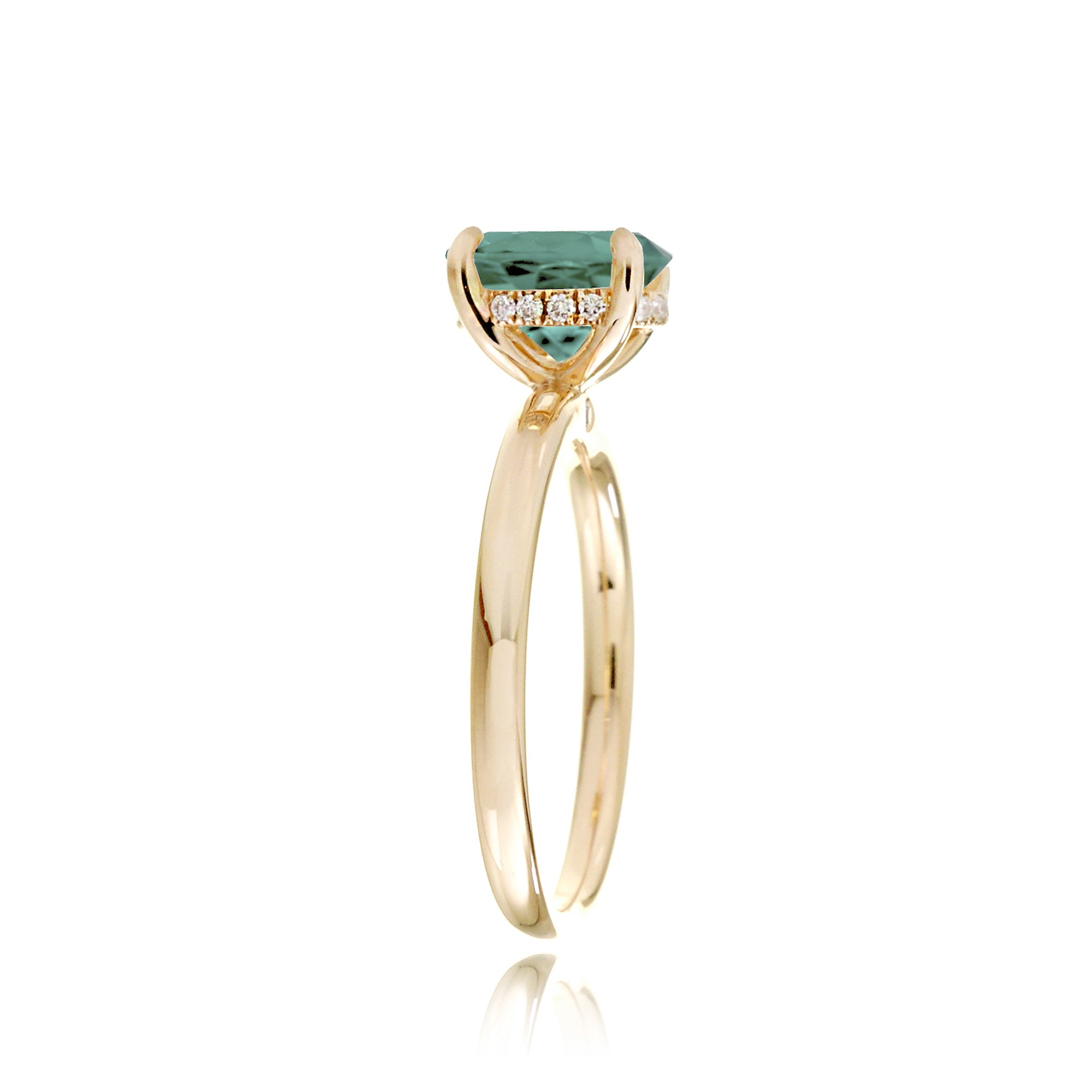 The Lucy Emerald Step Cut Green Sapphire Ring (Lab-Grown)