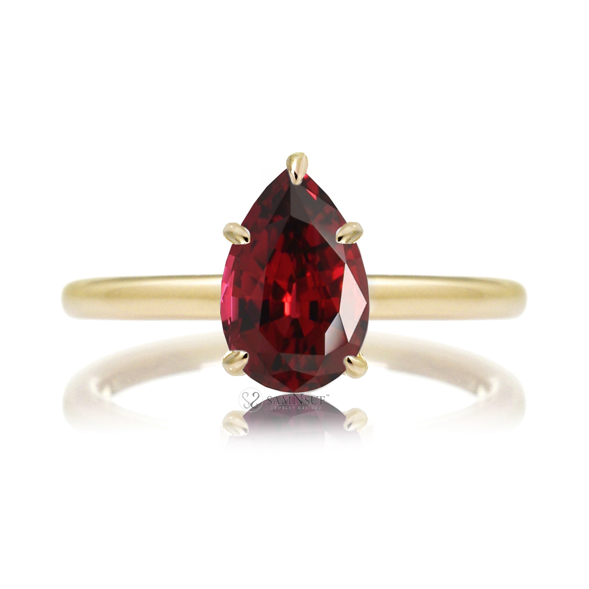 The Lucy Pear Cut Ruby Ring (Lab-Grown)